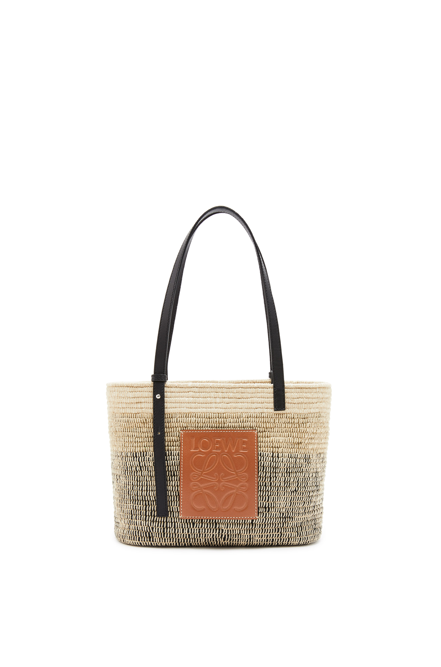 small square basket bolsa in raffia and calfskin