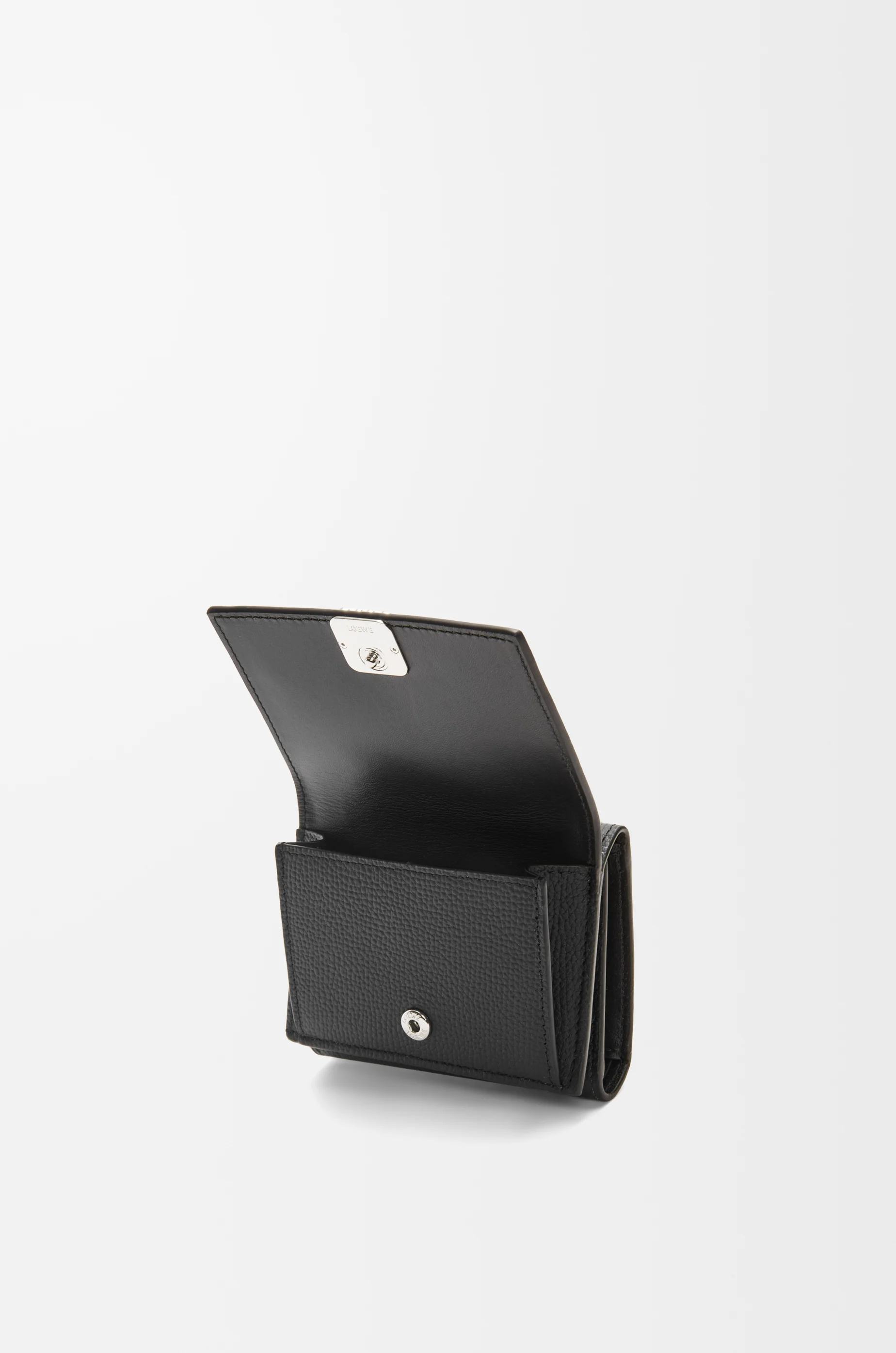 LOEWE Cartera con tres pliegues Anagram en piel de ternera Negro