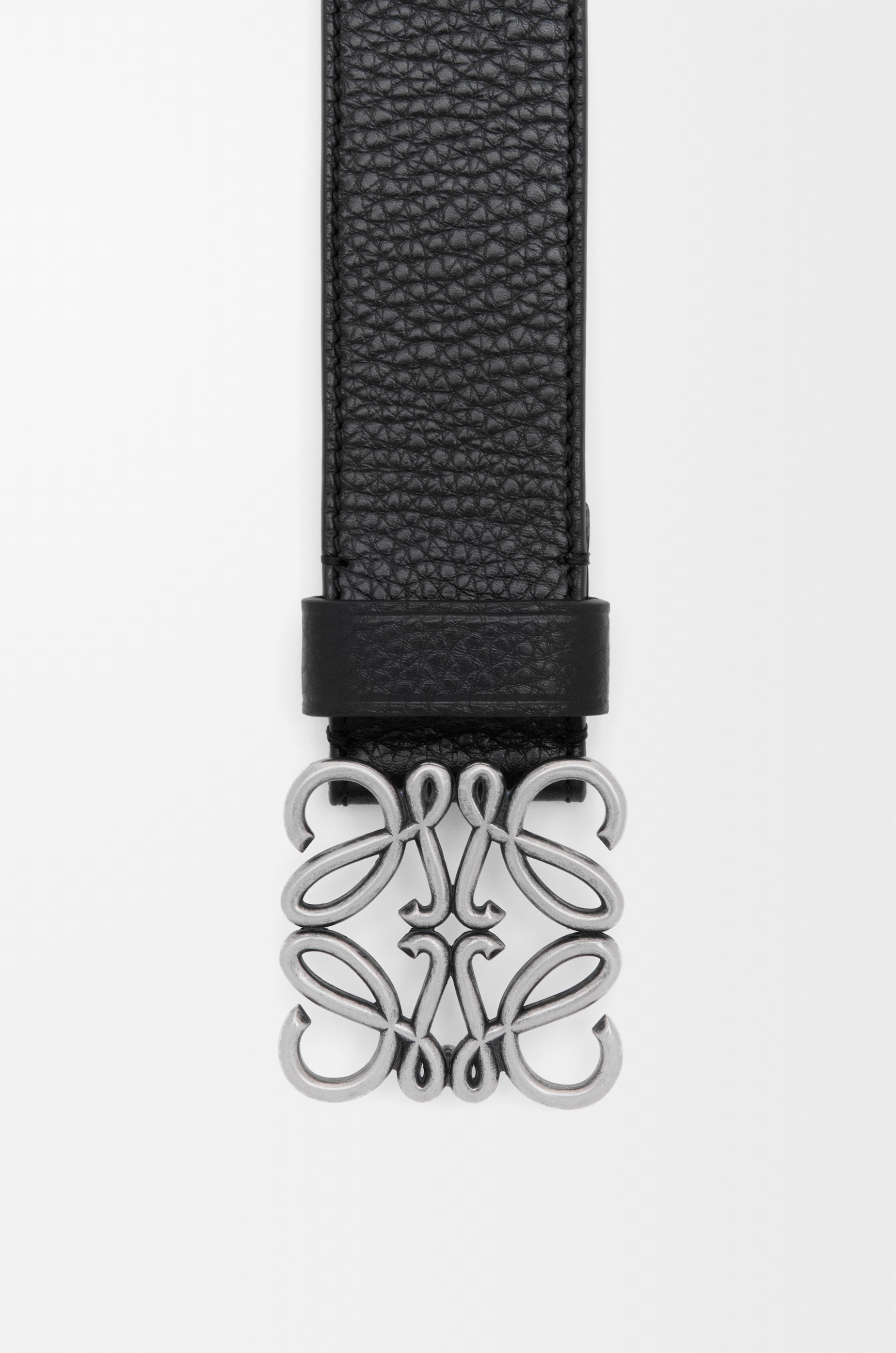 LOEWE Cintura Anagram robusta in morbida pelle di vitello granata Nero/Palladio Vintage