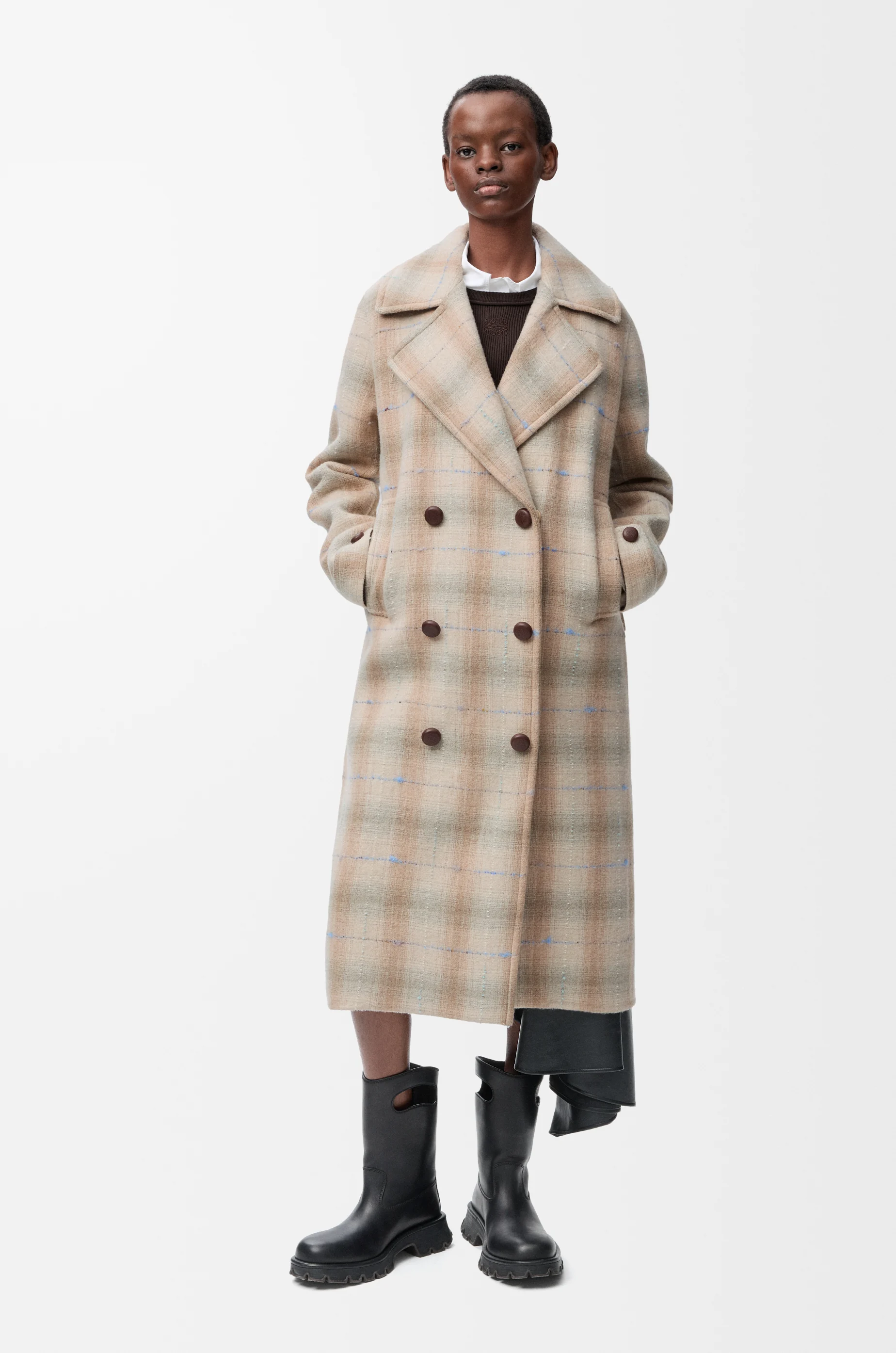 LOEWE 羊毛和羊绒混纺大衣 米色