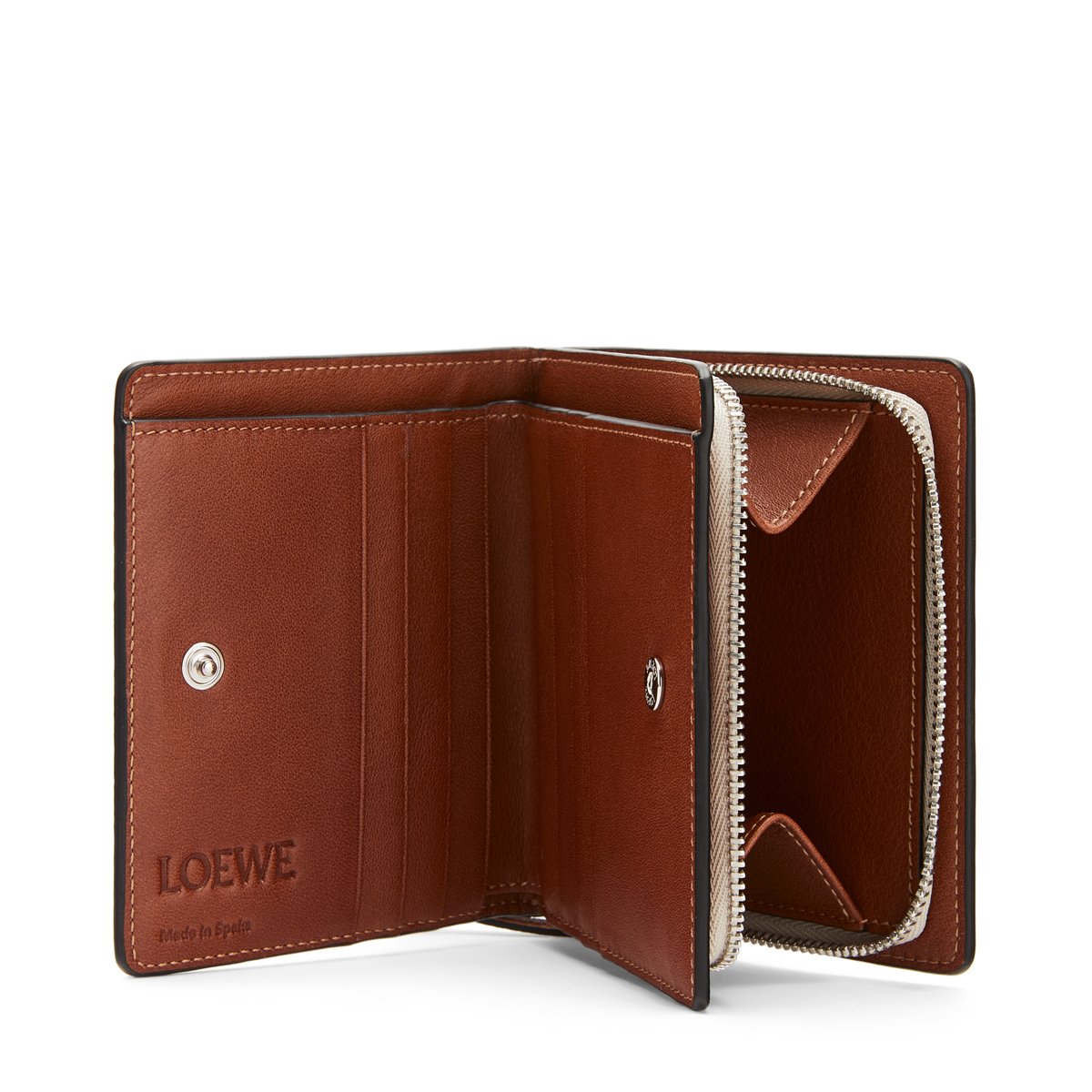 Brand Compact Zip Wallet Light Oat/Tan LOEWE