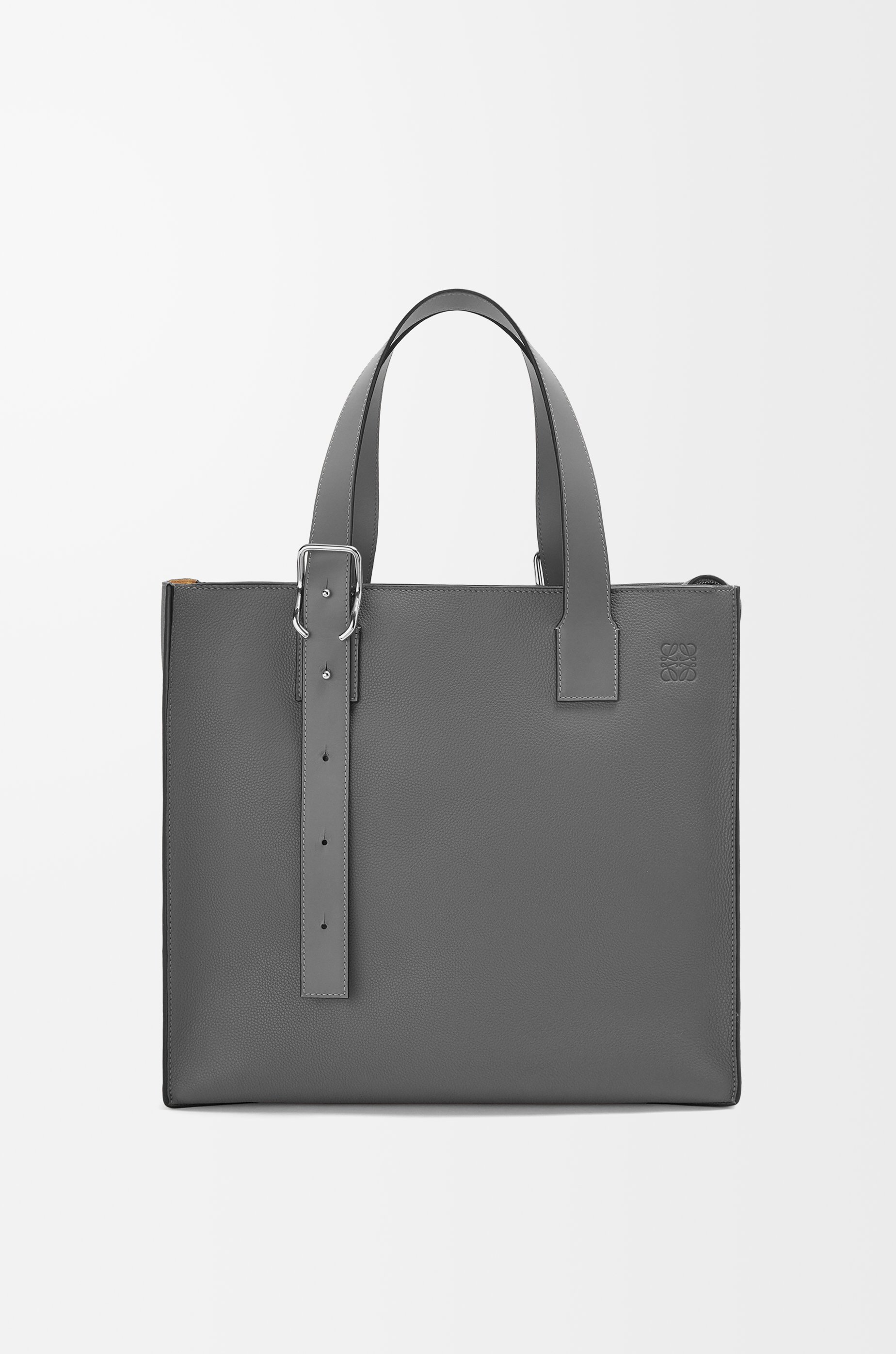 Anagram small debossed textured-leather tote