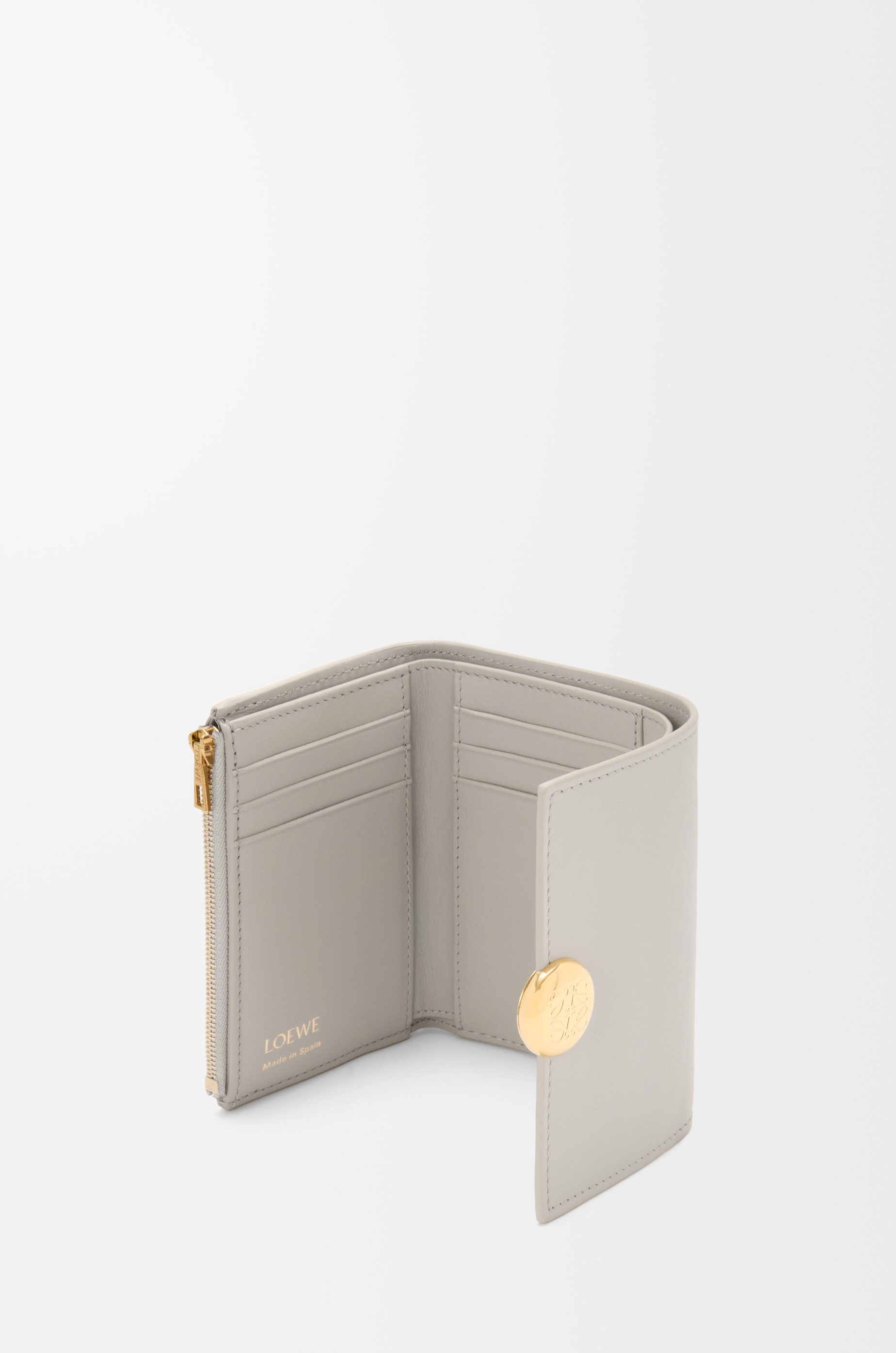 LOEWE ぺブル バーティカル ウォレット スモール（シャイニーナパカーフ） シェルグレー