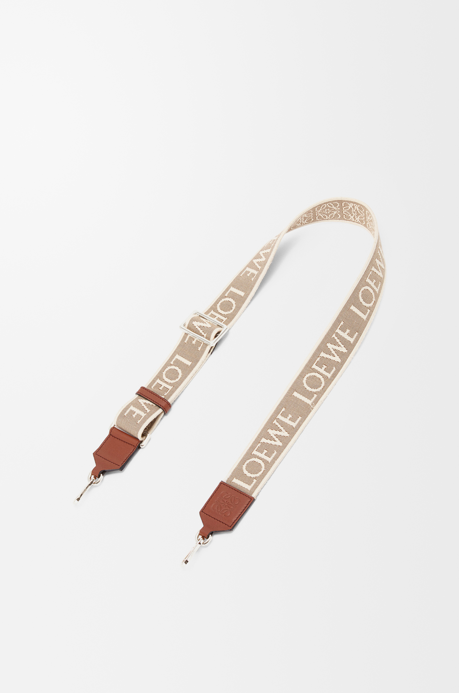 Anagram strap in jacquard and calfskin Beige - LOEWE USA Official