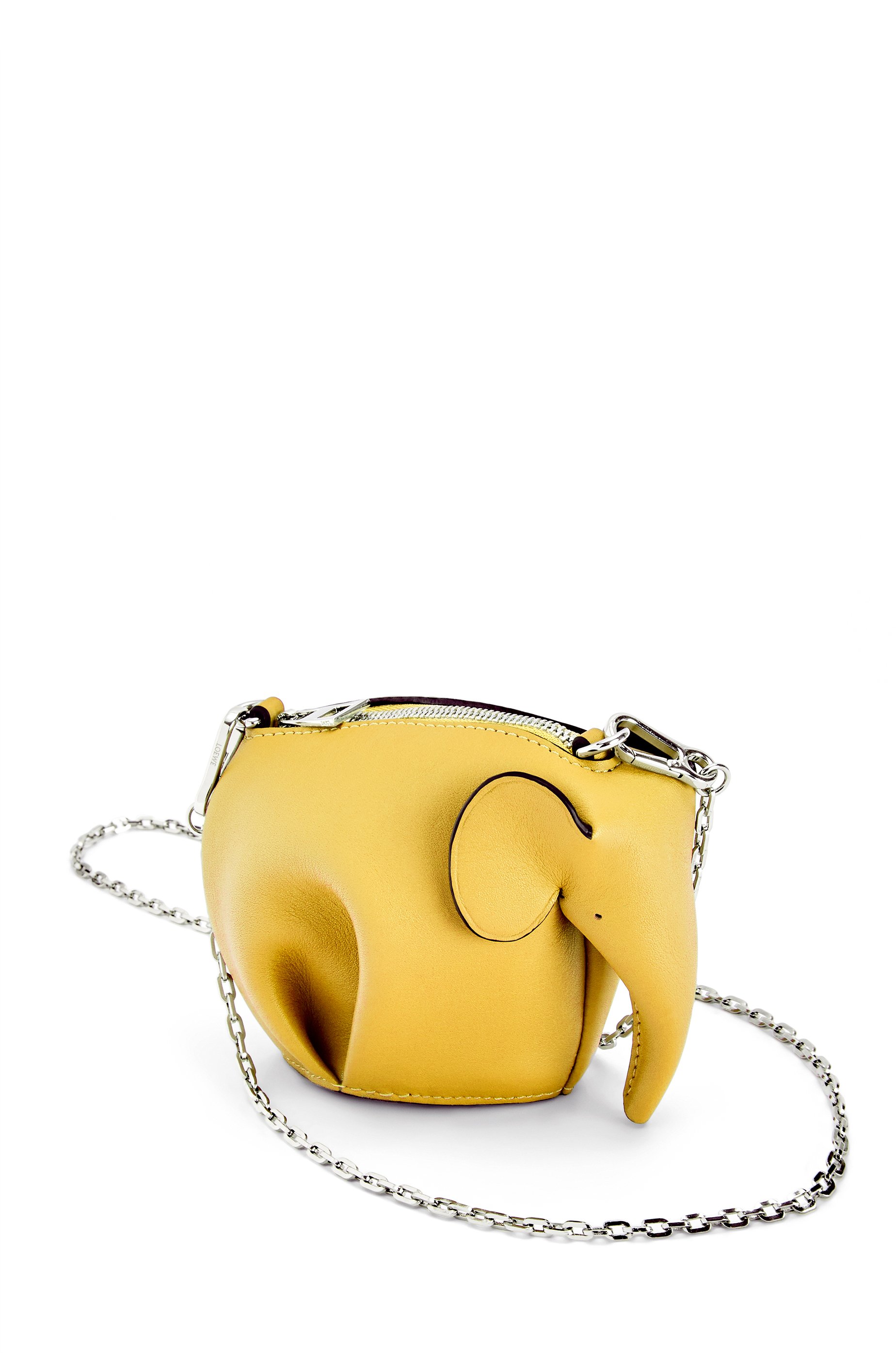 Yellow Summer Leather Crossbody Box Bag Purse with Silver Chain