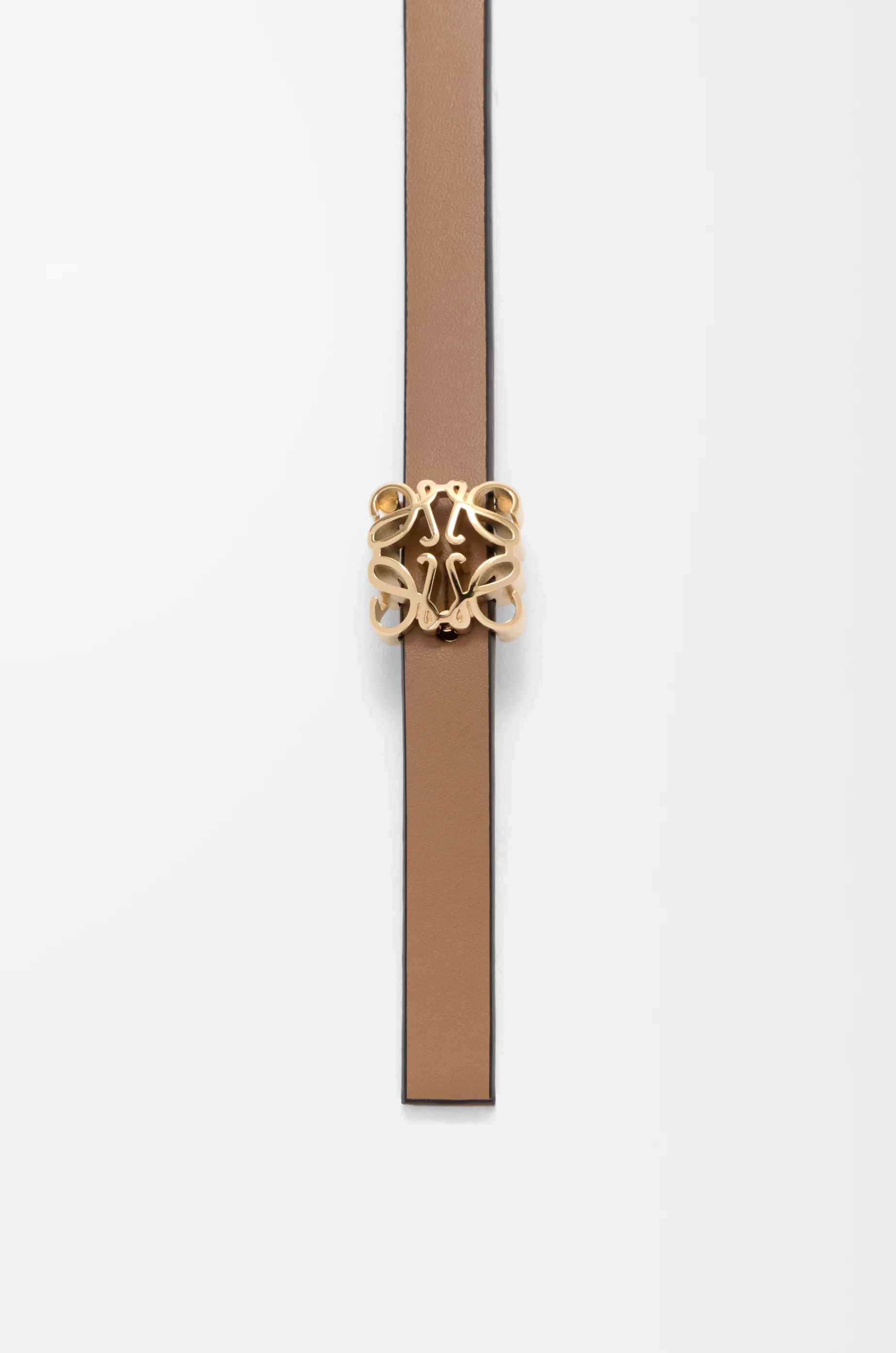 LOEWE Cinturón reversible Anagram Bombé en piel de ternera Moca/Pizarra