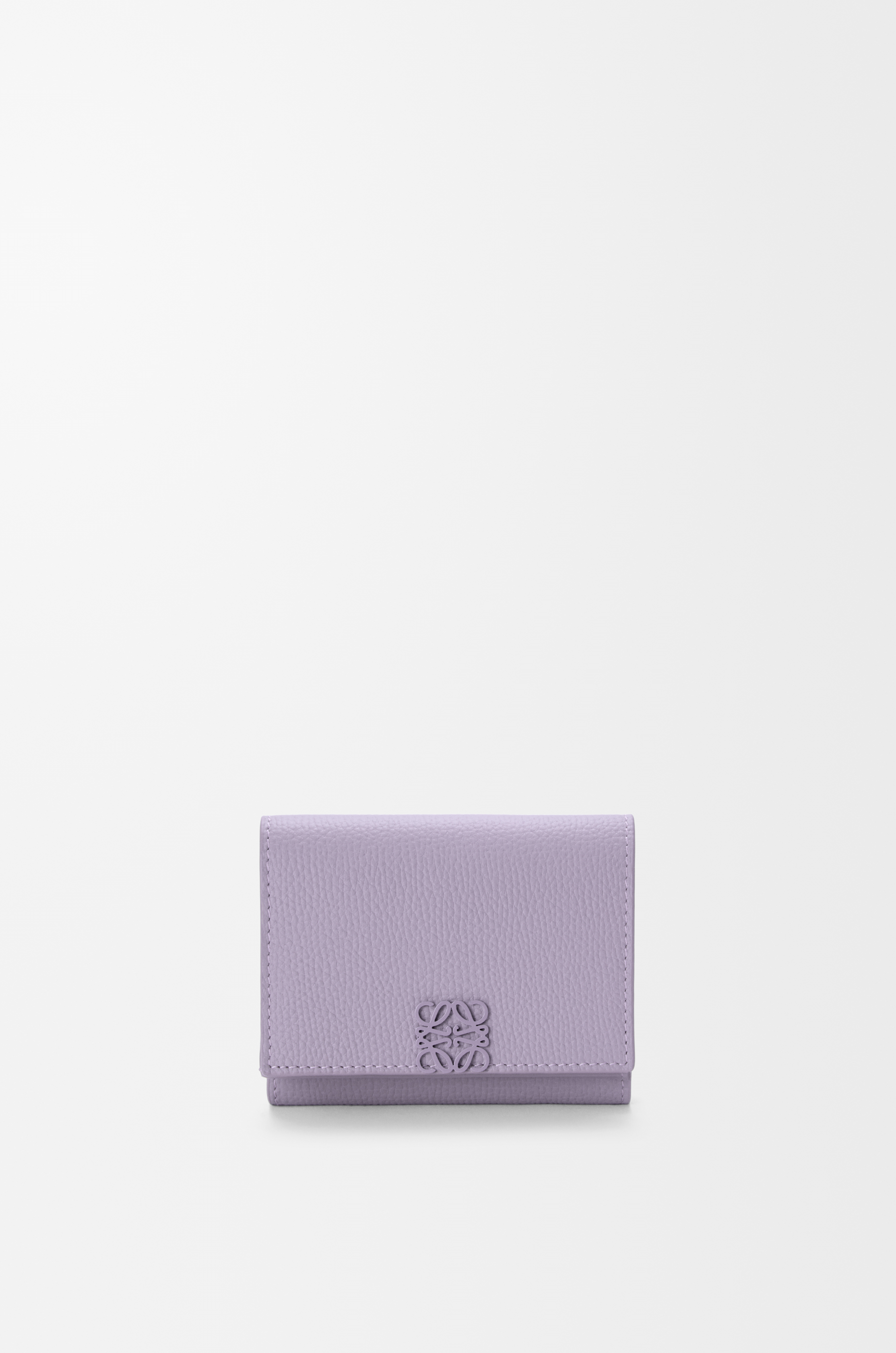Anagram trifold wallet in pebble grained calfskin Purple - LOEWE