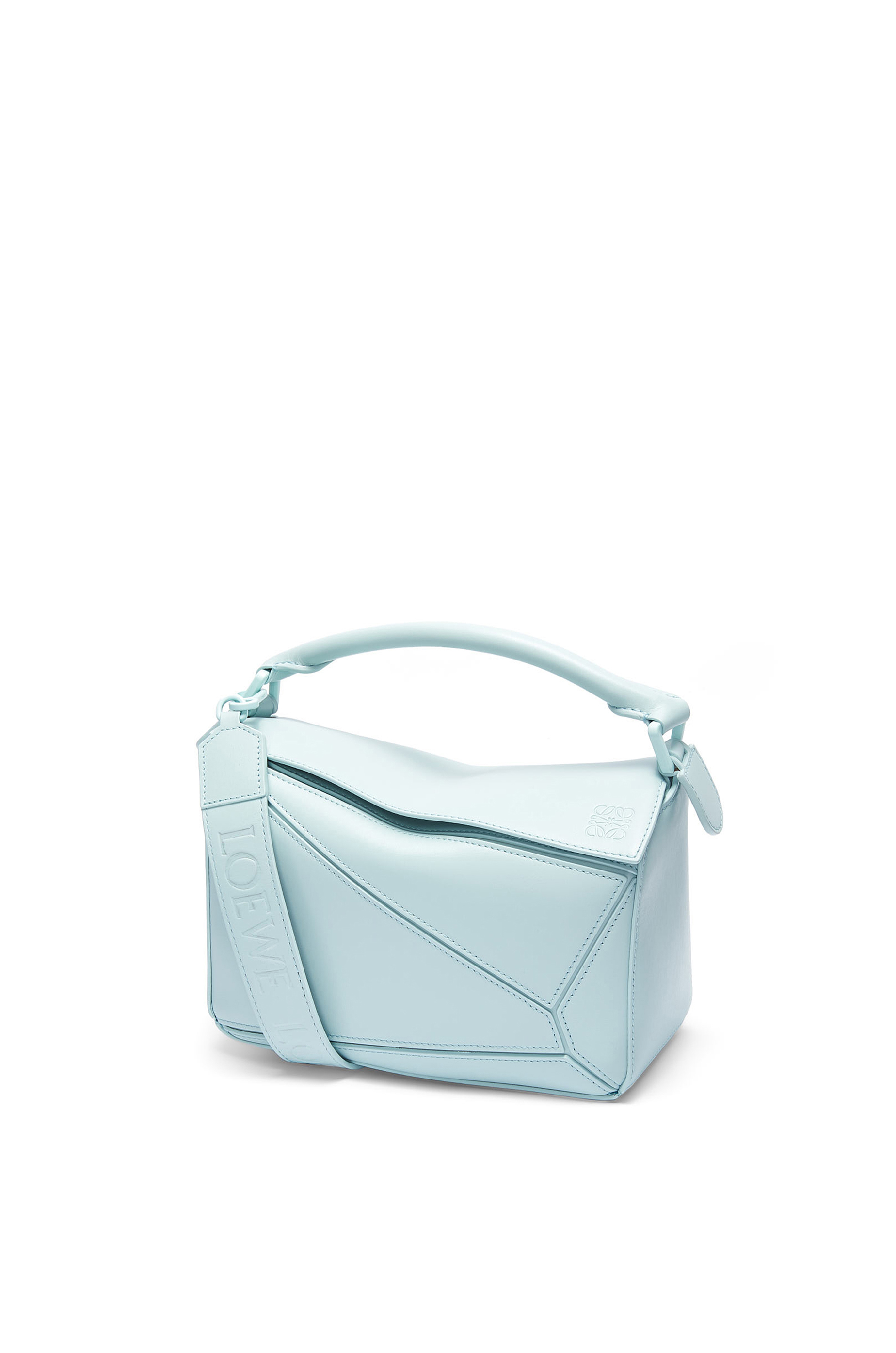 パズルバッグ スモール（サテンカーフ） アクアマリン - LOEWE