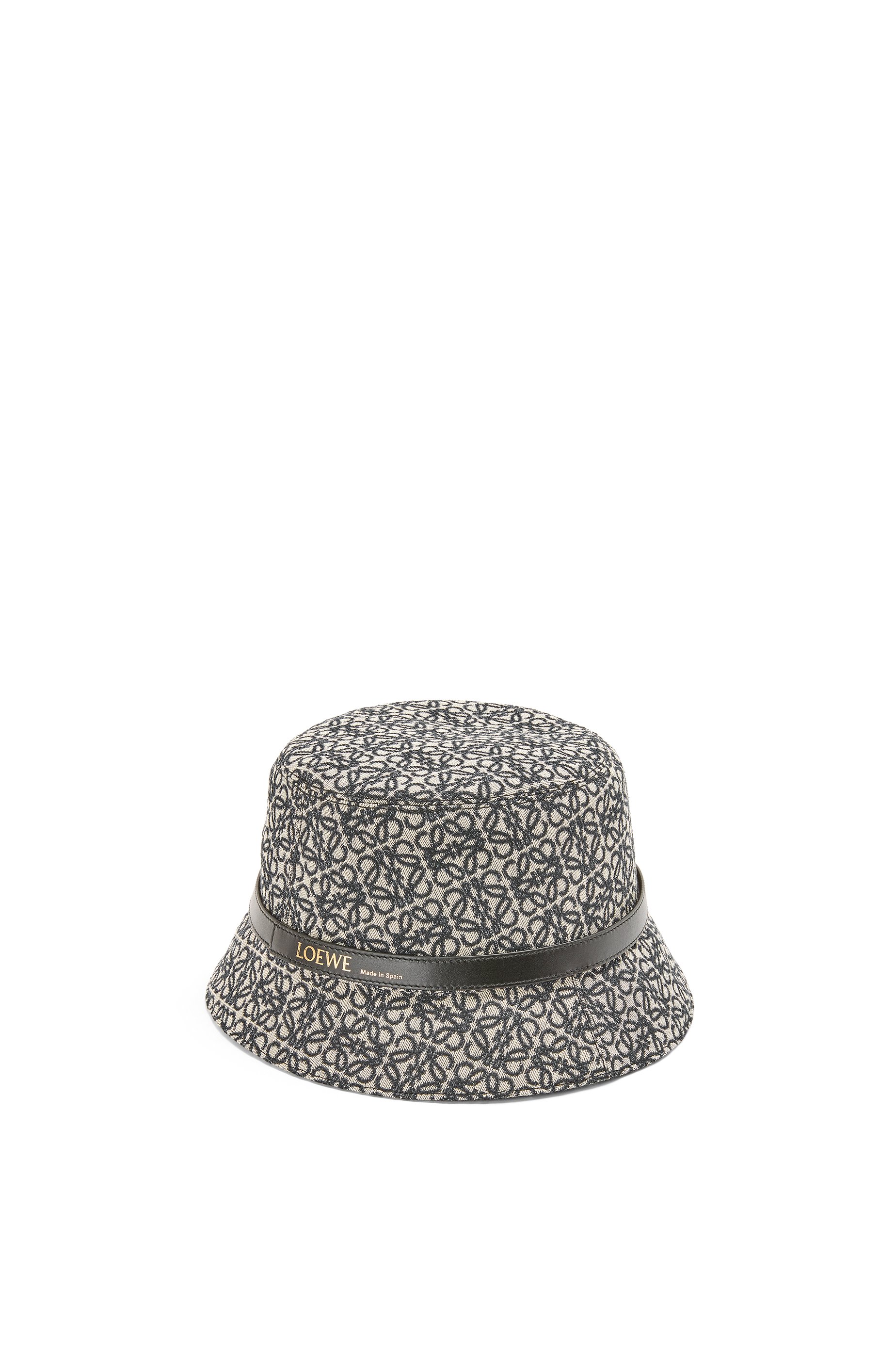 Loewe - Anagram-jacquard Leather-Trim Bucket Hat - Womens - Navy Black