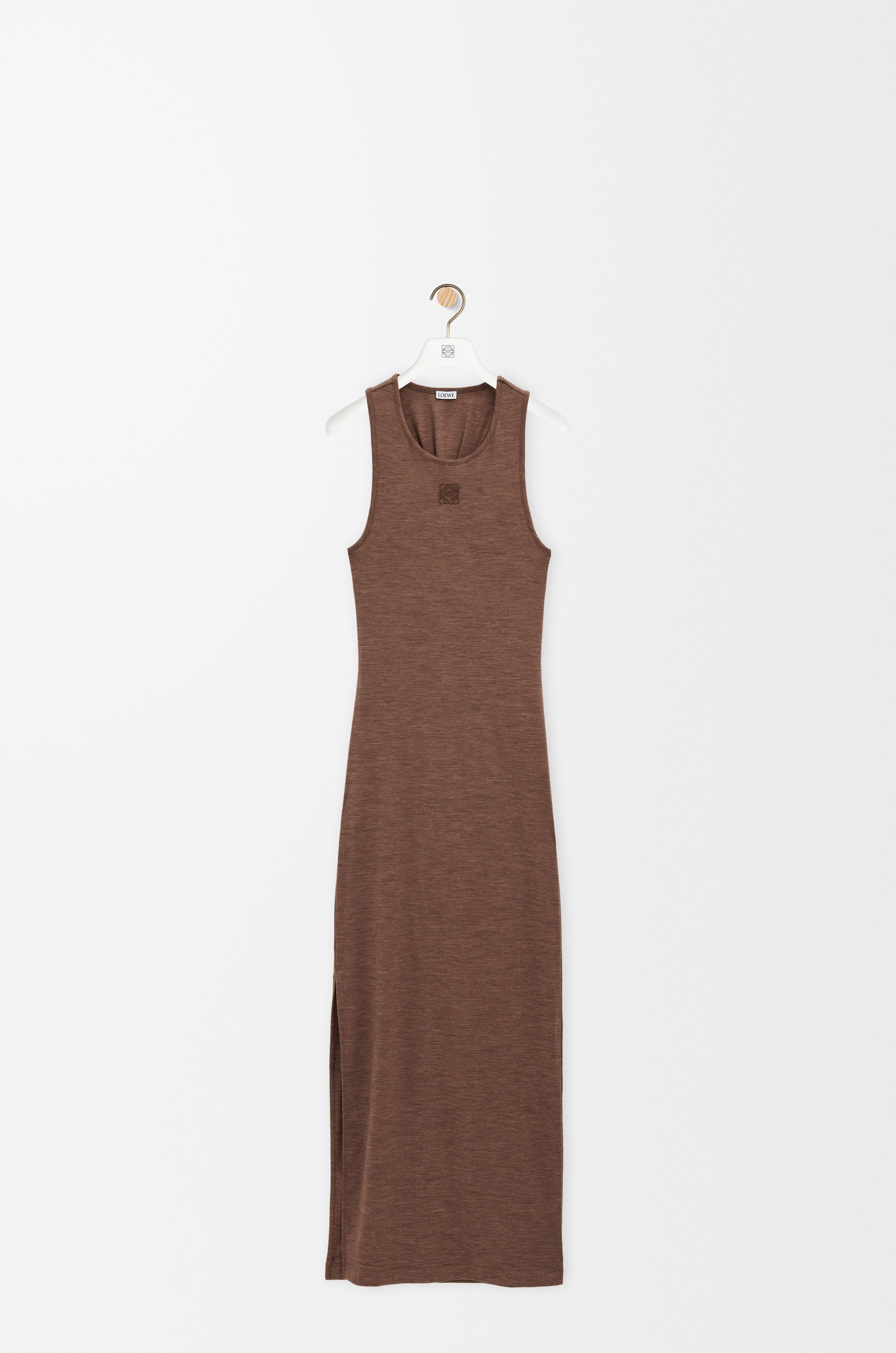LOEWE｜DRESSES (Anagram tank dress in stretch wool (S359 Anagram tank dress in stretch wool Brown - LOEWE