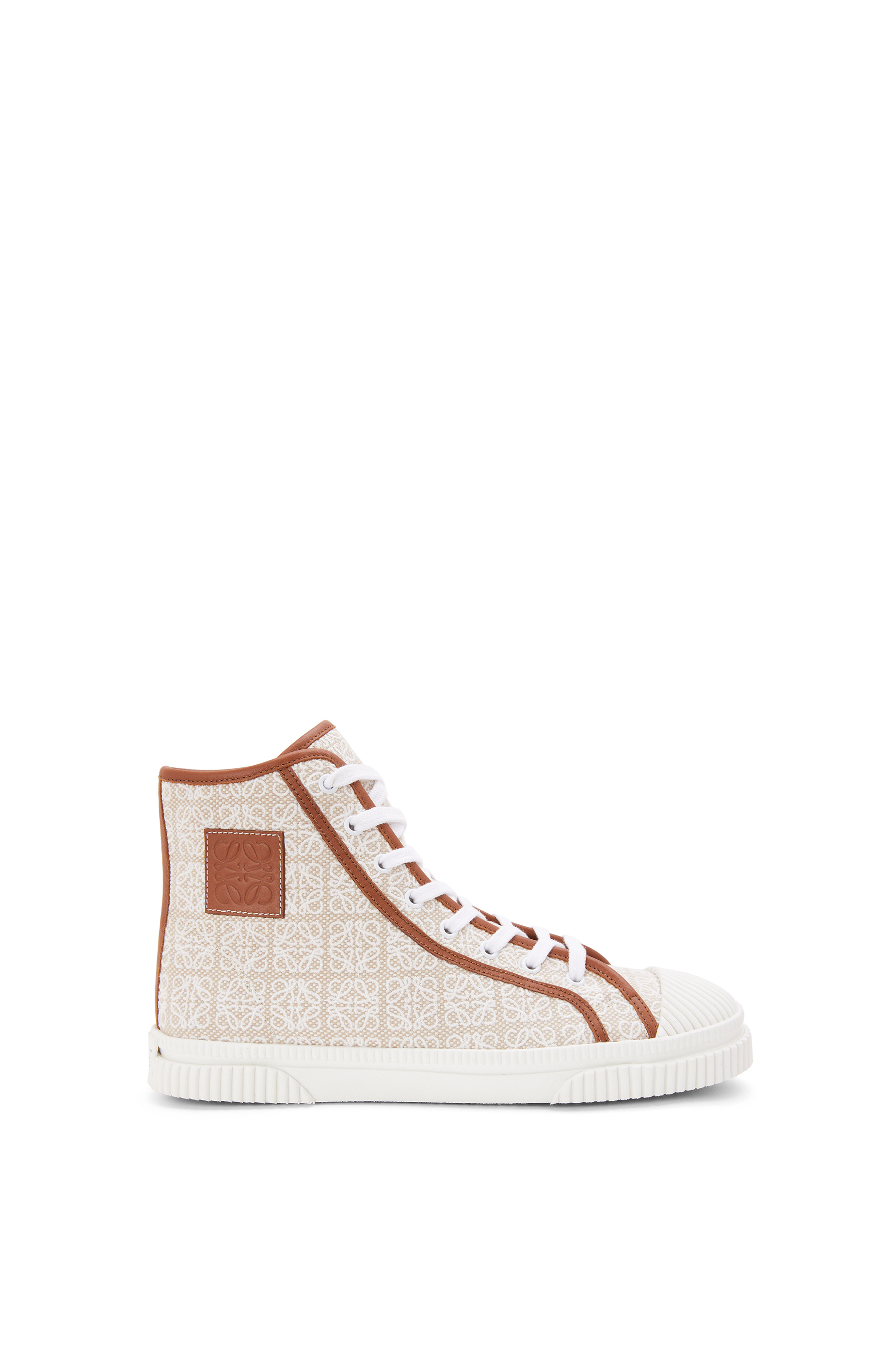 Zapatilla de caña alta en lona con Anagrama Natural/Blanco - LOEWE