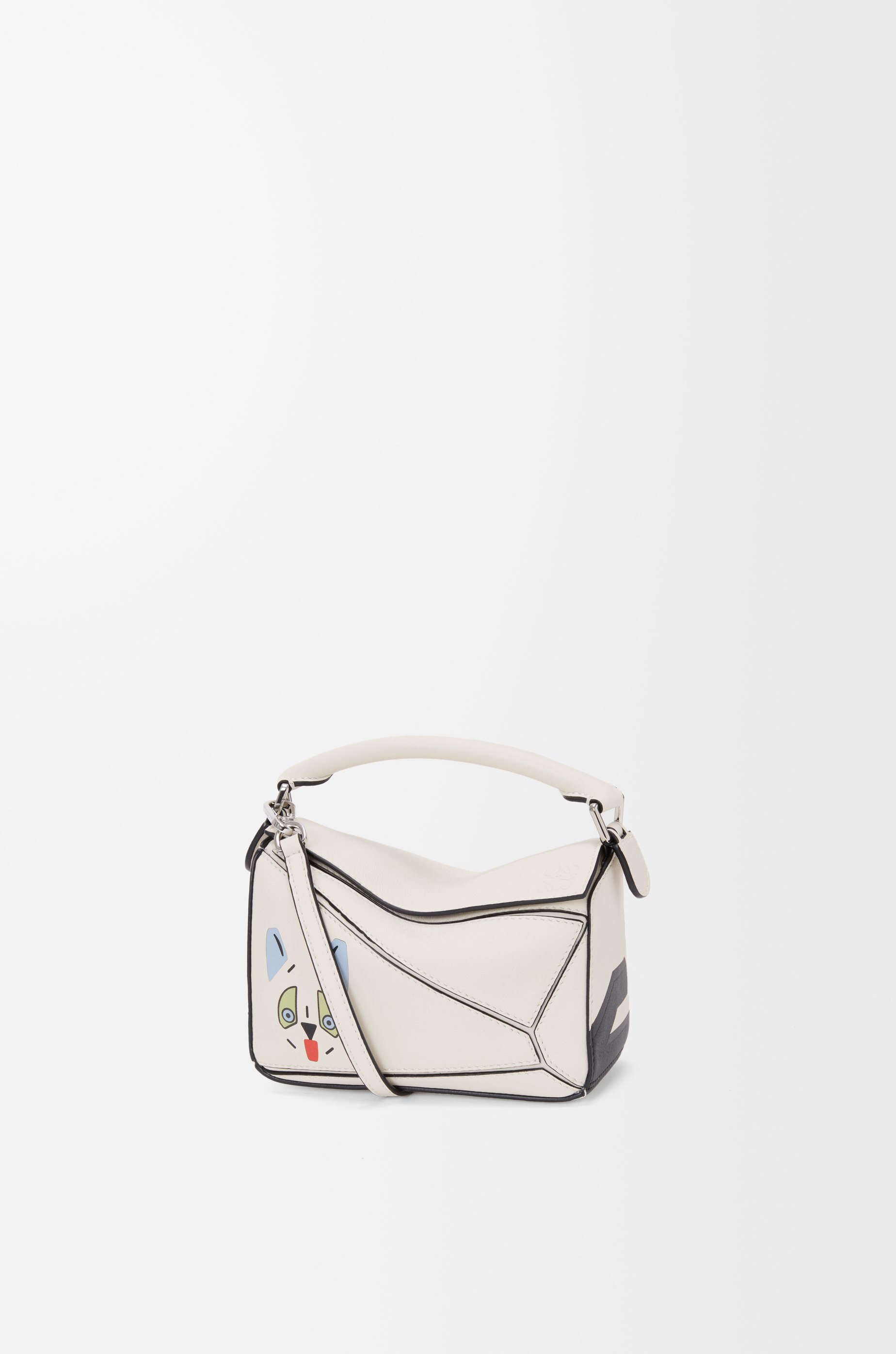 Futurist Cat mini Puzzle bag in classic calfskin White - LOEWE