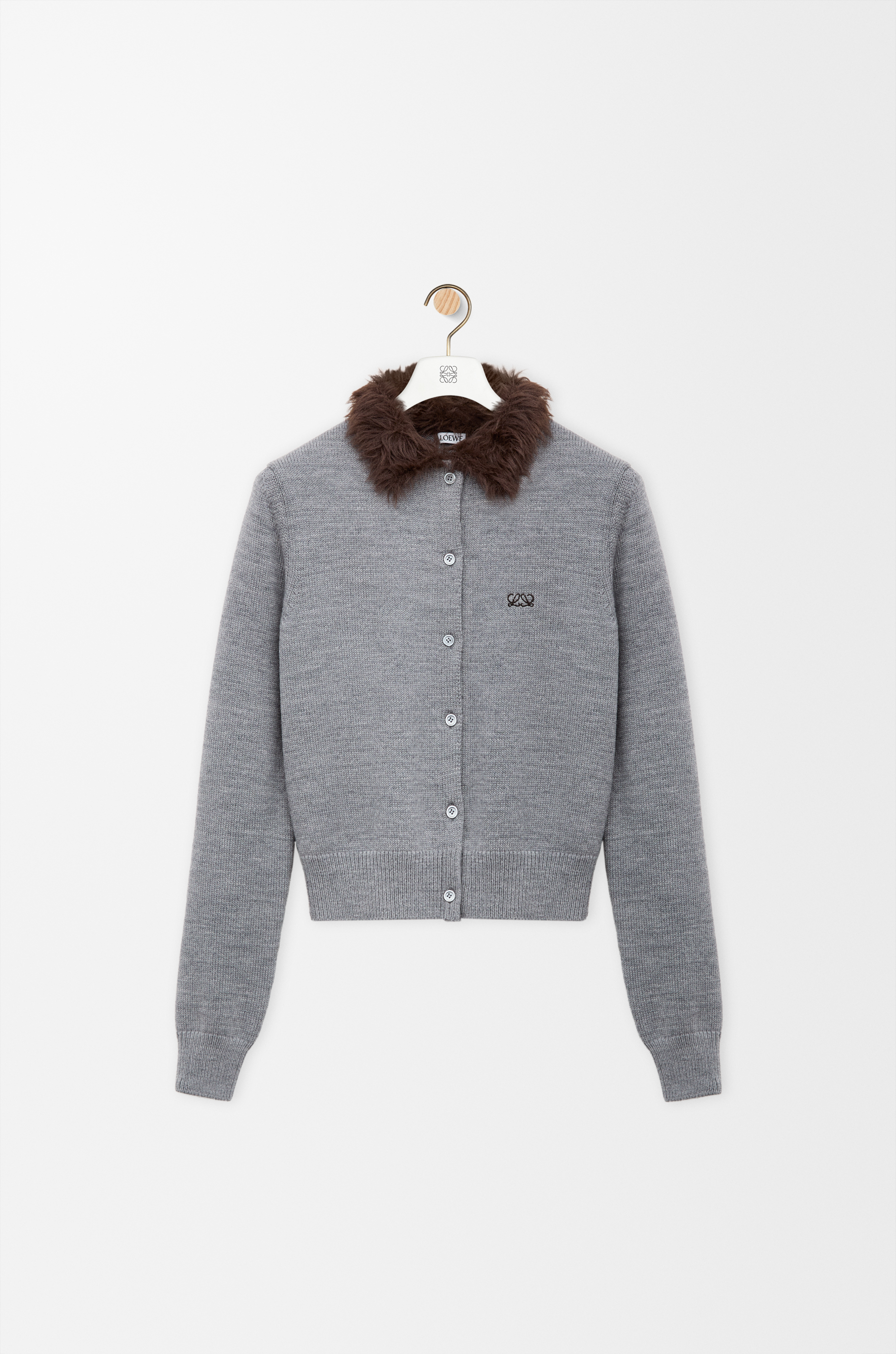 Cardigan in wool Grey - LOEWE USA Official Website