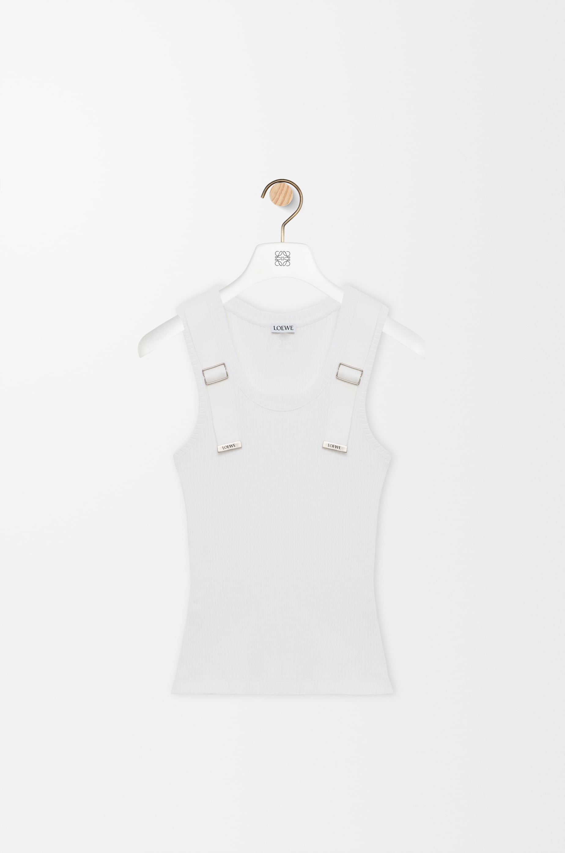 LOEWE ホワイト リブタンクトップ S Tank top in stretch cotton White - LOEWE APAC official website