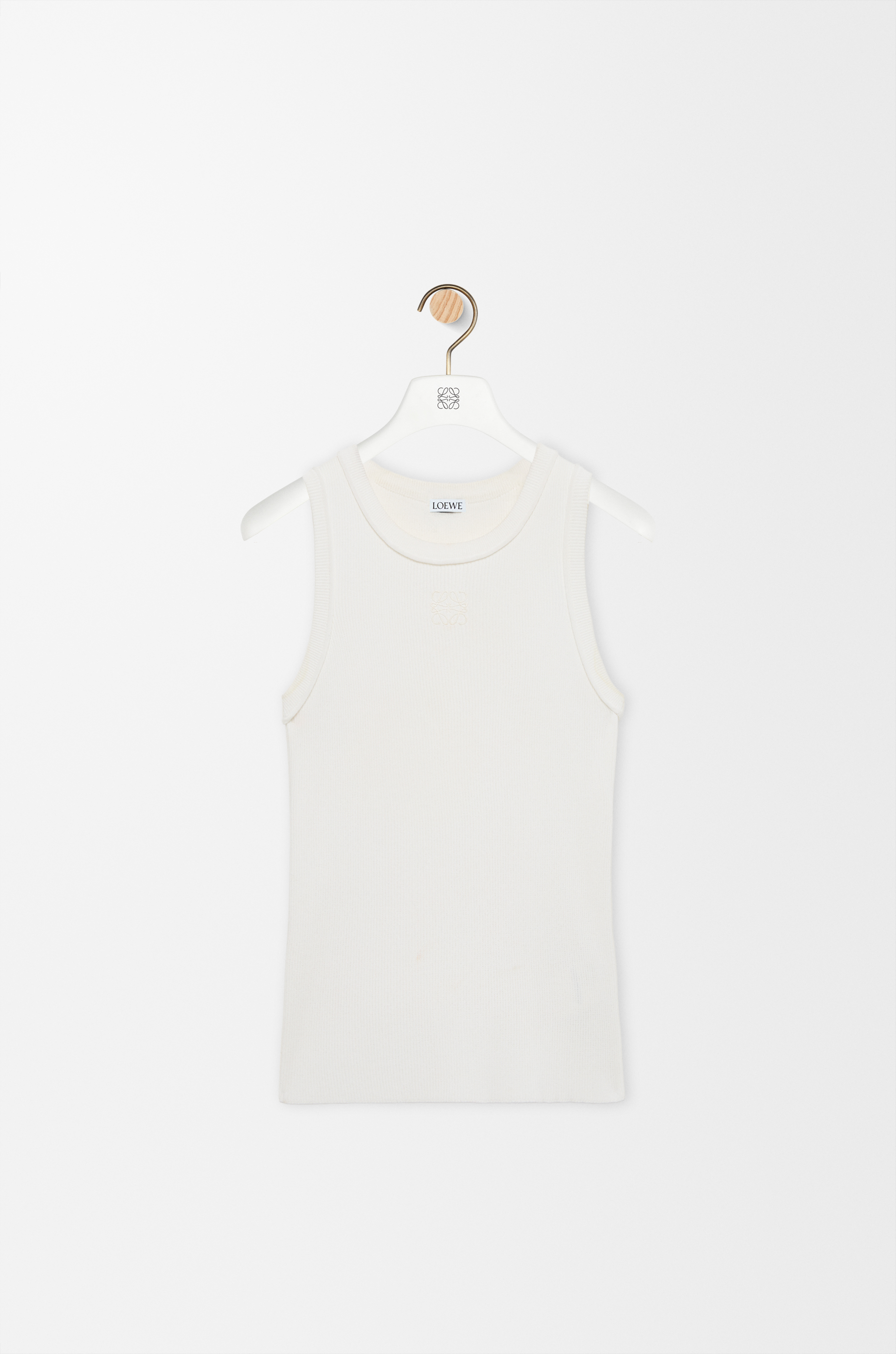 LOEWE ホワイト リブタンクトップ S Anagram tank top in stretch viscose White - LOEWE USA Official Website