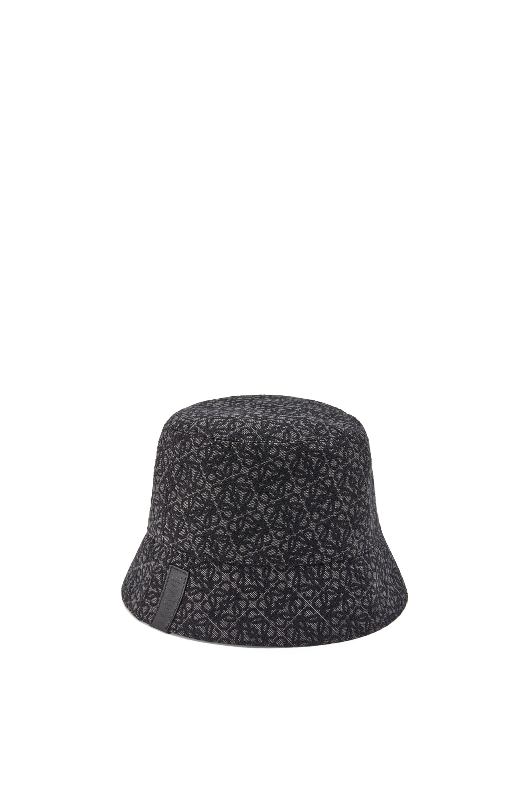 Anagram bucket hat in jacquard and calfskin Navy/Black - LOEWE