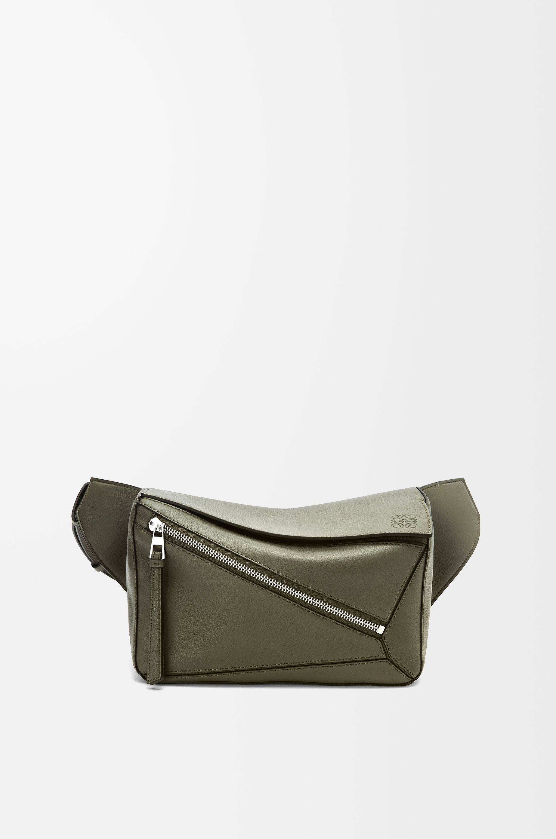 LOEWE Puzzle Bumbag In Classic Calfskin Mini Khaki Green