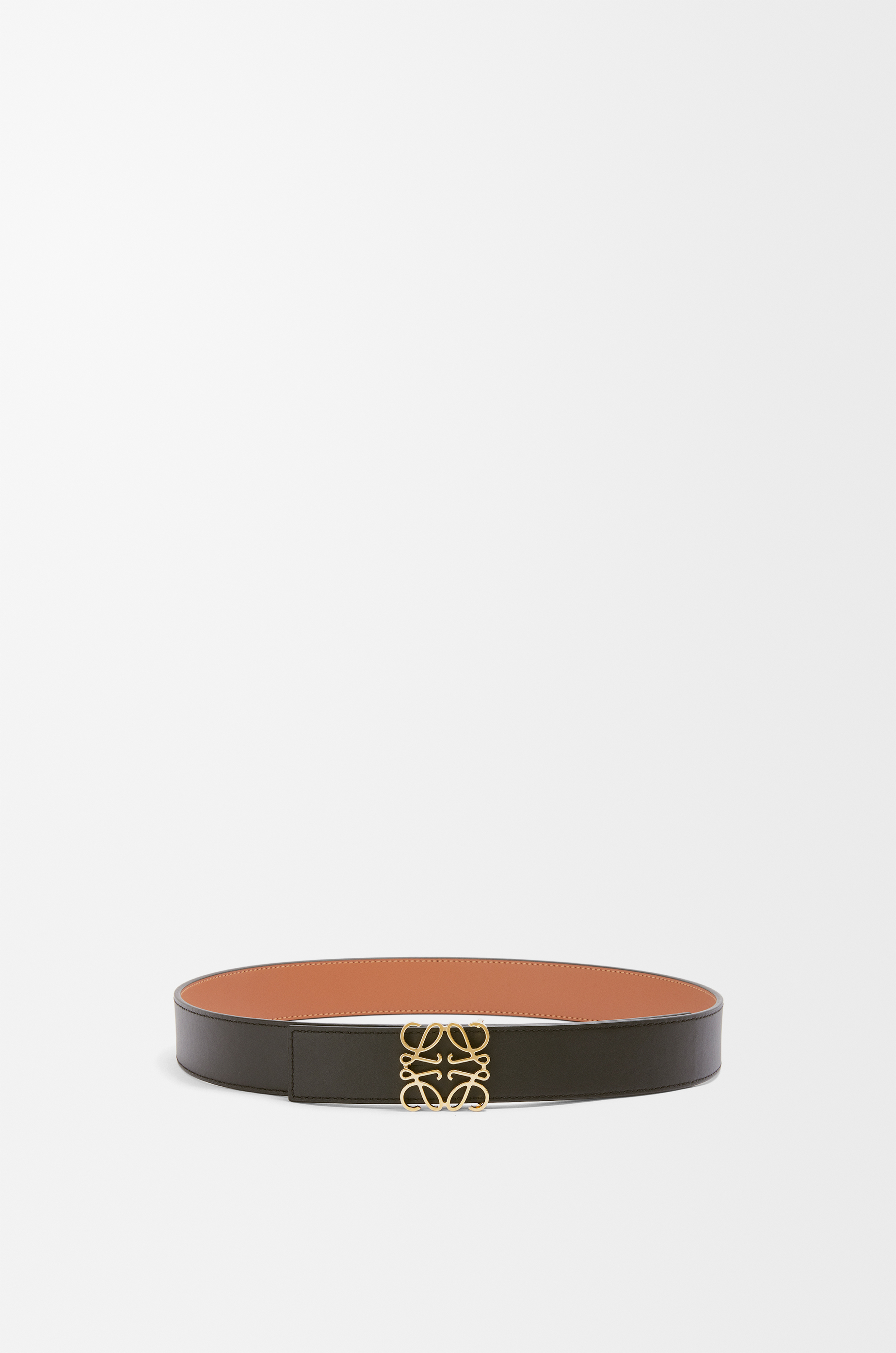 LOEWE Reversible Anagram belt in smooth calfskin Tan/Black/Gold