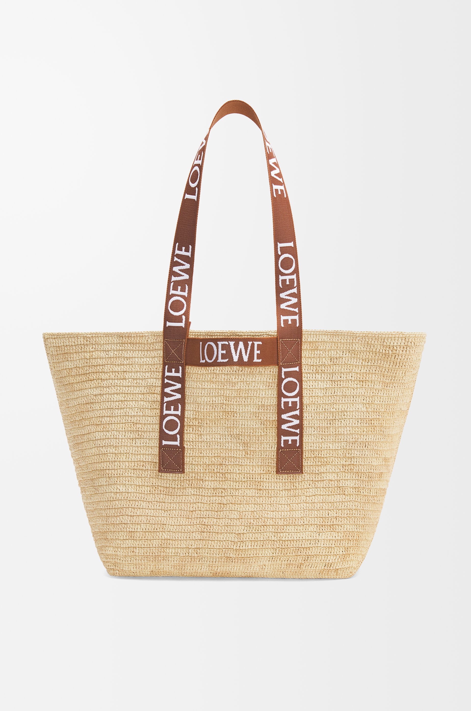 Parpadeo Terminal Basura Bolso Fold Shopper en rafia Natural/Bronceado - LOEWE