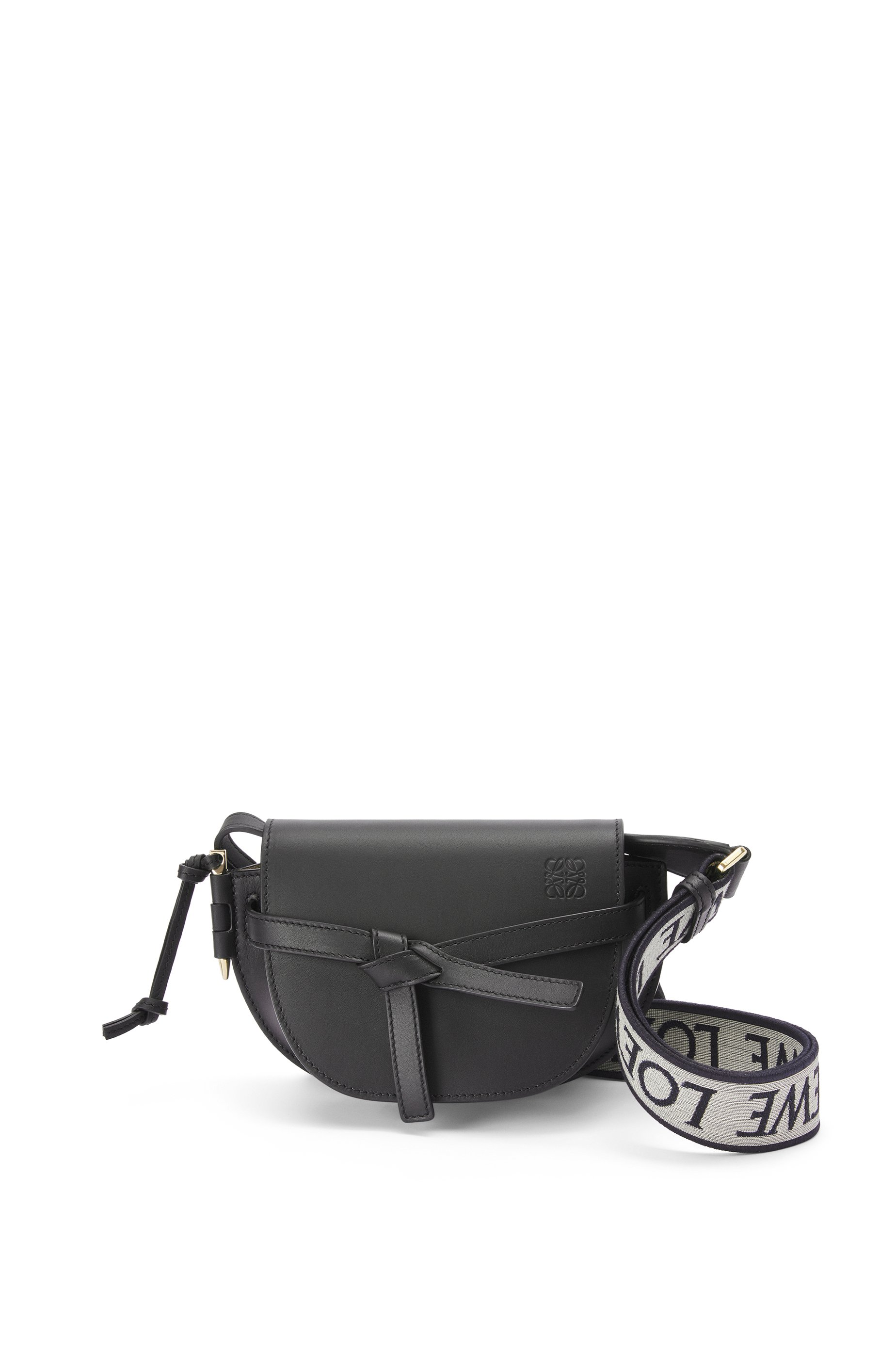 Mini Gate Dual bag in soft calfskin and jacquard Black - LOEWE