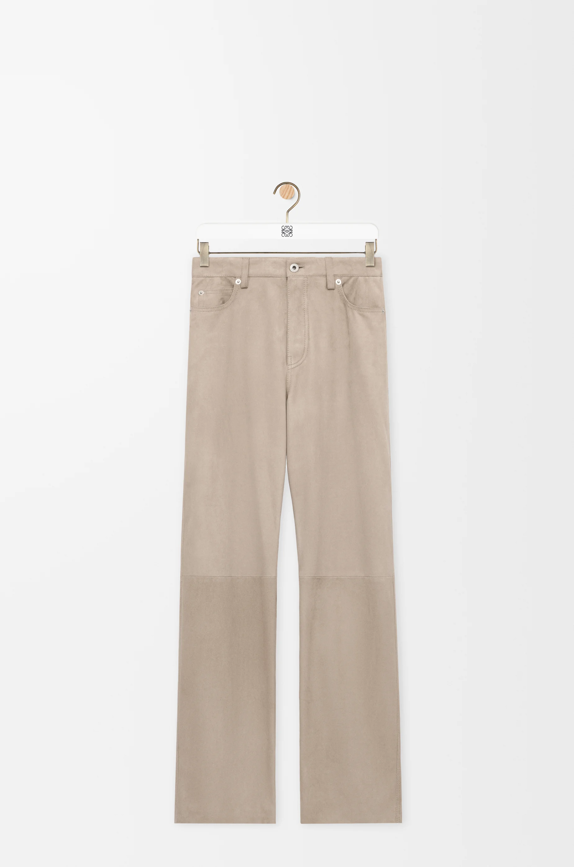 Loewe Trousers In Suede Goatskin Size:40 For Woman In Brown