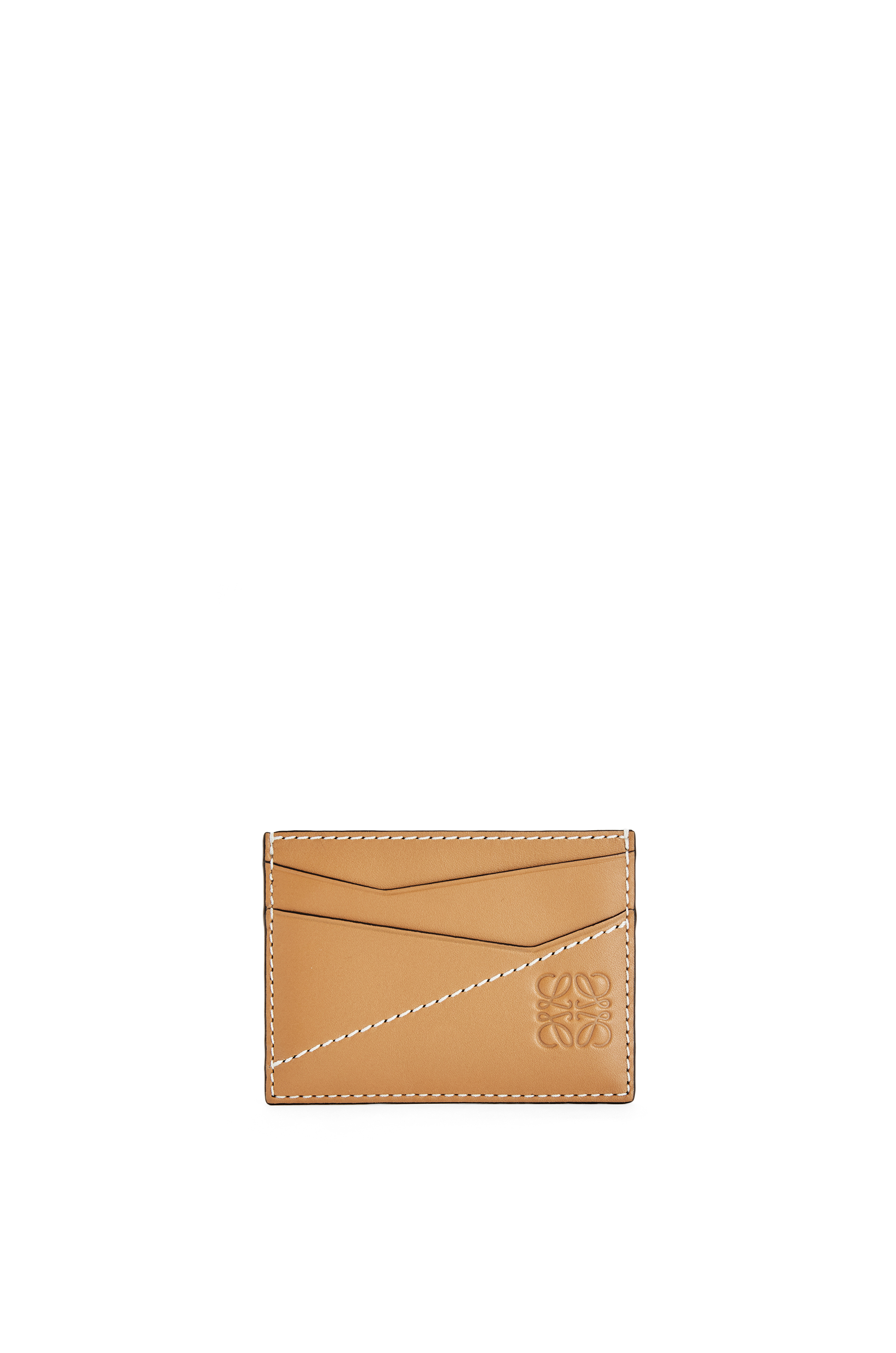 Puzzle stitches plain cardholder in smooth calfskin