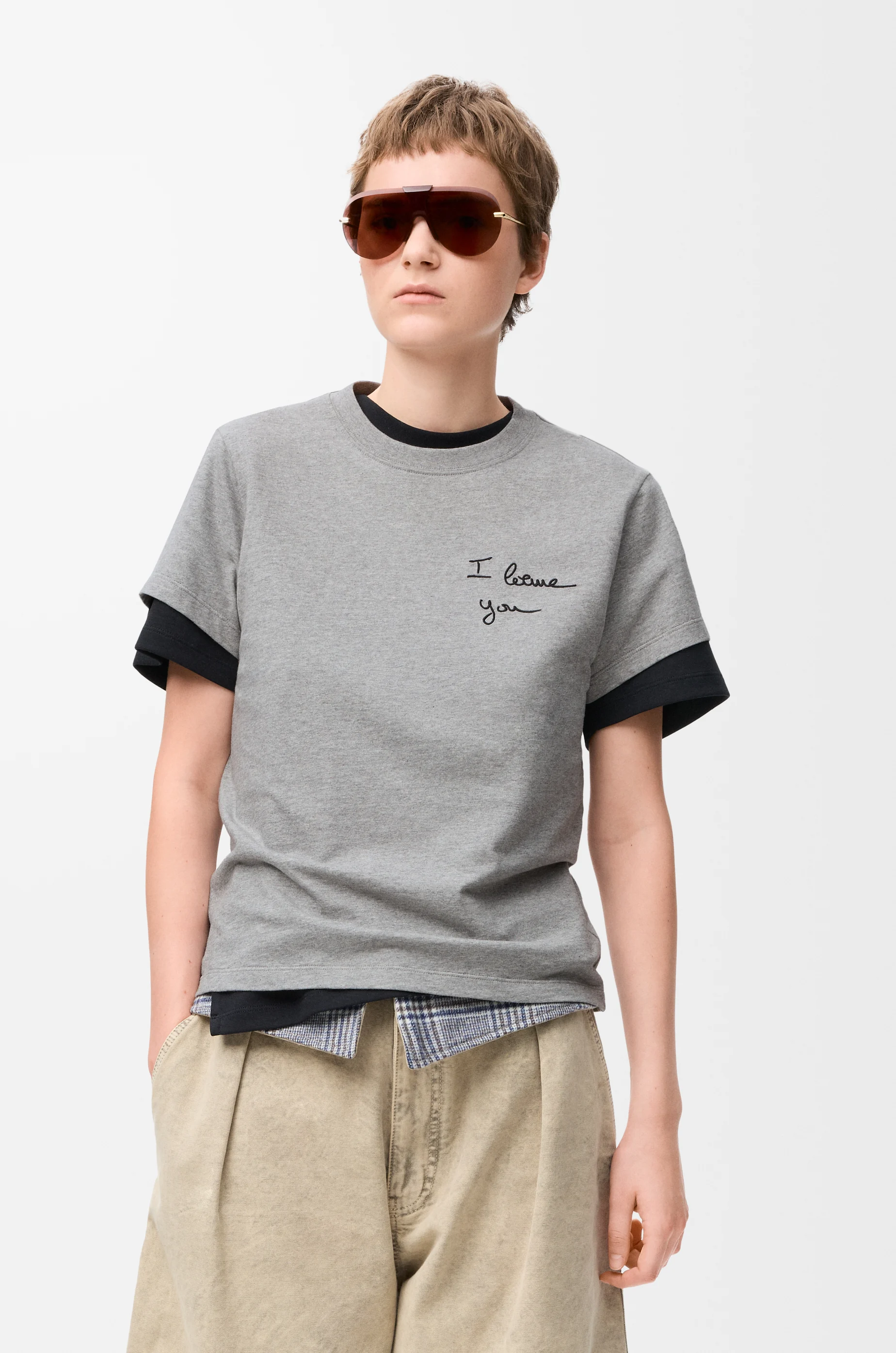 LOEWE Regular fit T-shirt in cotton Grey Melange