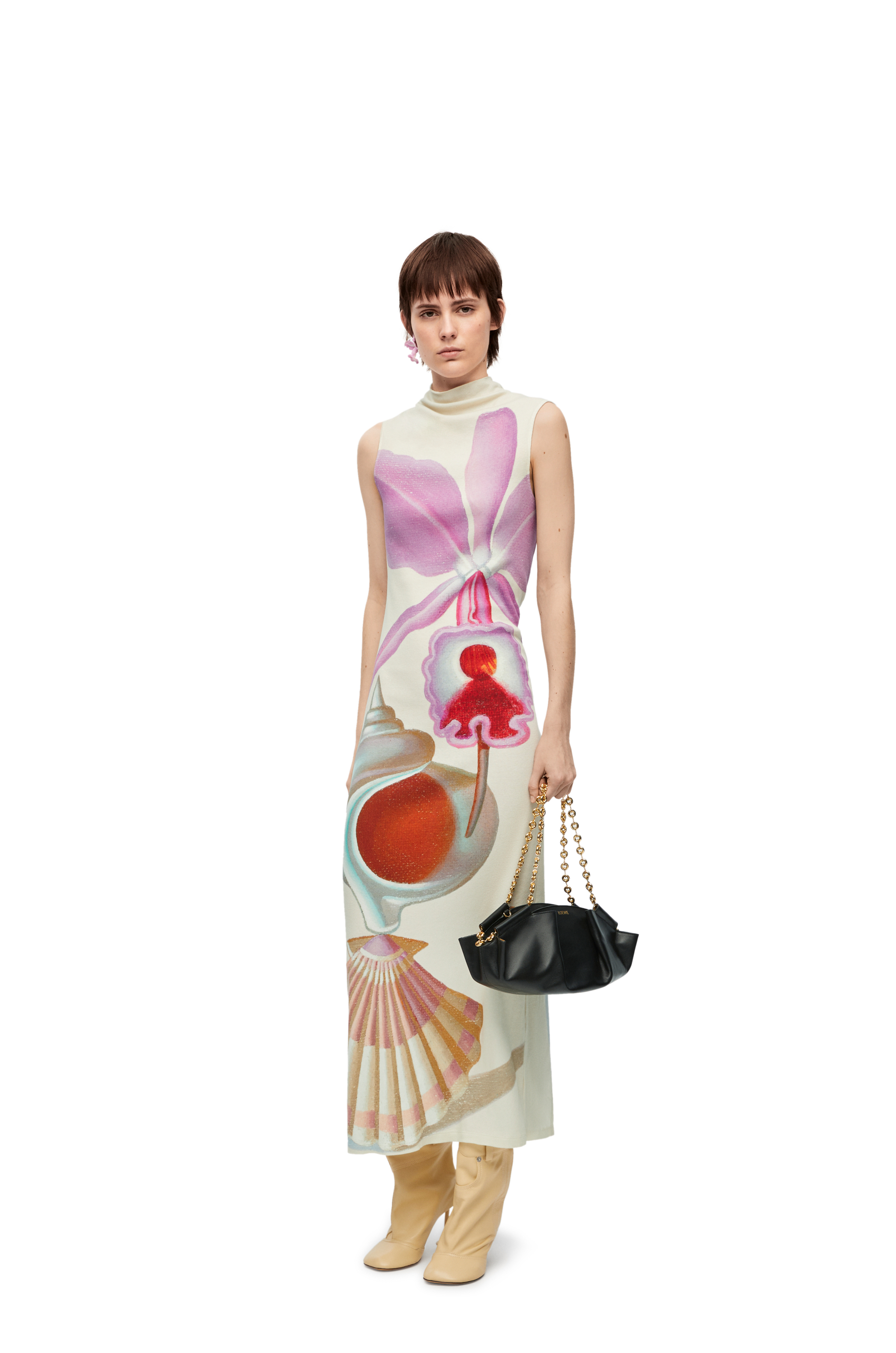 Maruja Mallo tube dress in cotton White/Multicolor - LOEWE