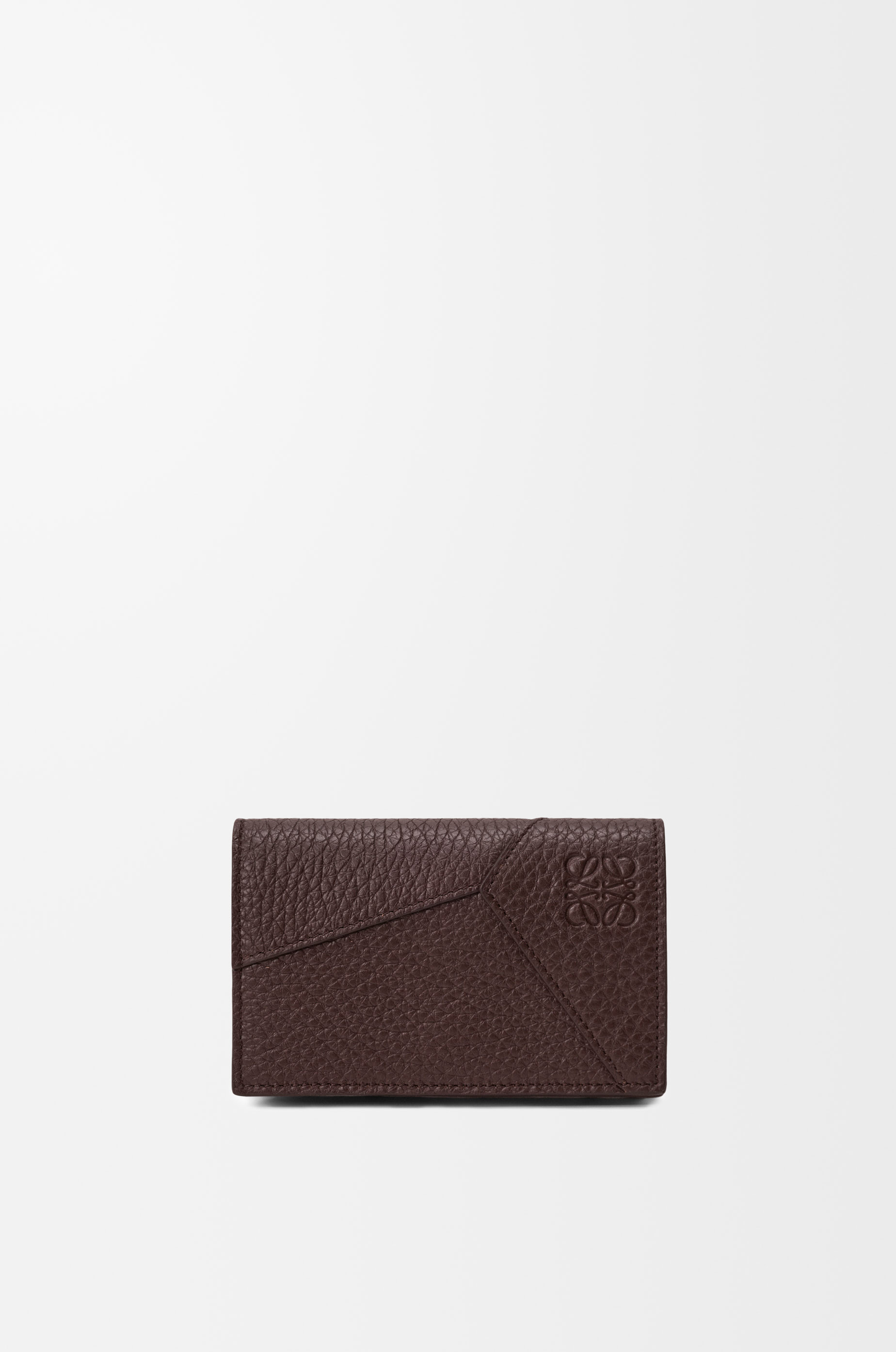 Puzzle business cardholder in supple grained calfskin Brown