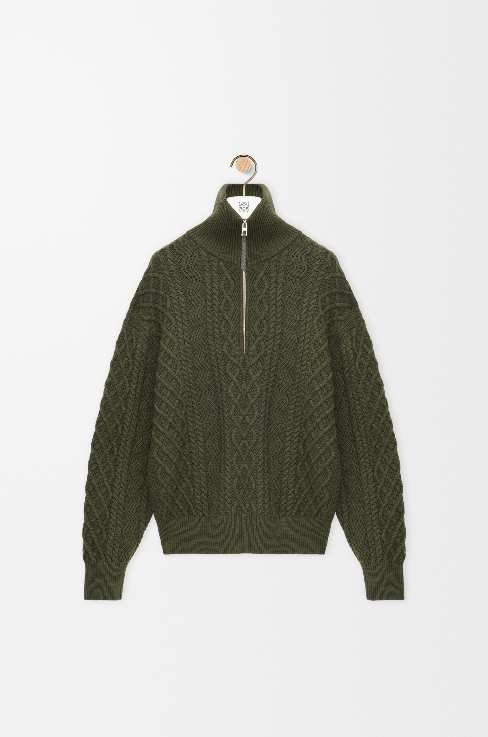 ジップアップ セーター（ウール） グリーン - LOEWE
