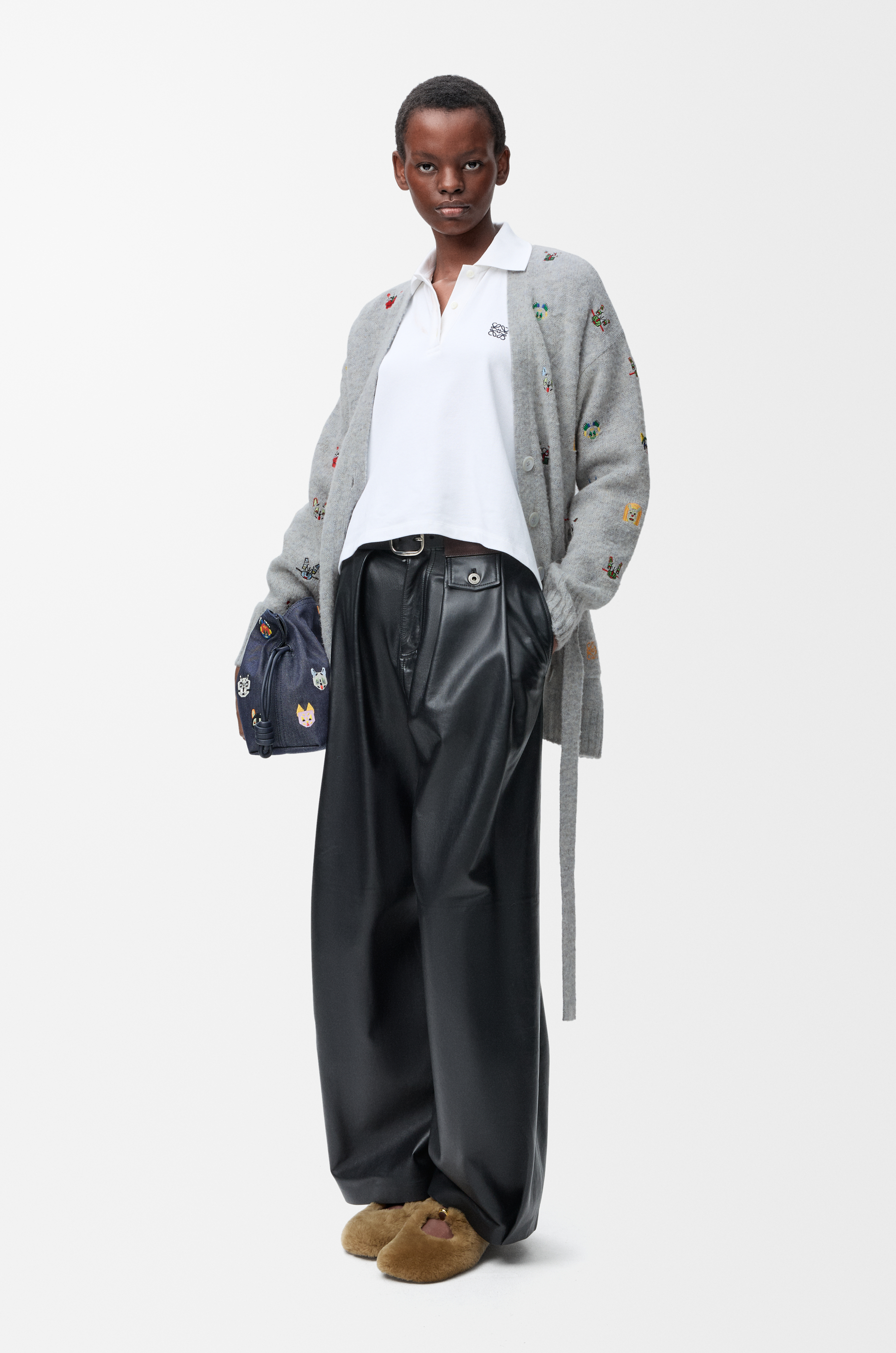 Loewe Belted Cardigan In Wool Size:l For Woman In Multi