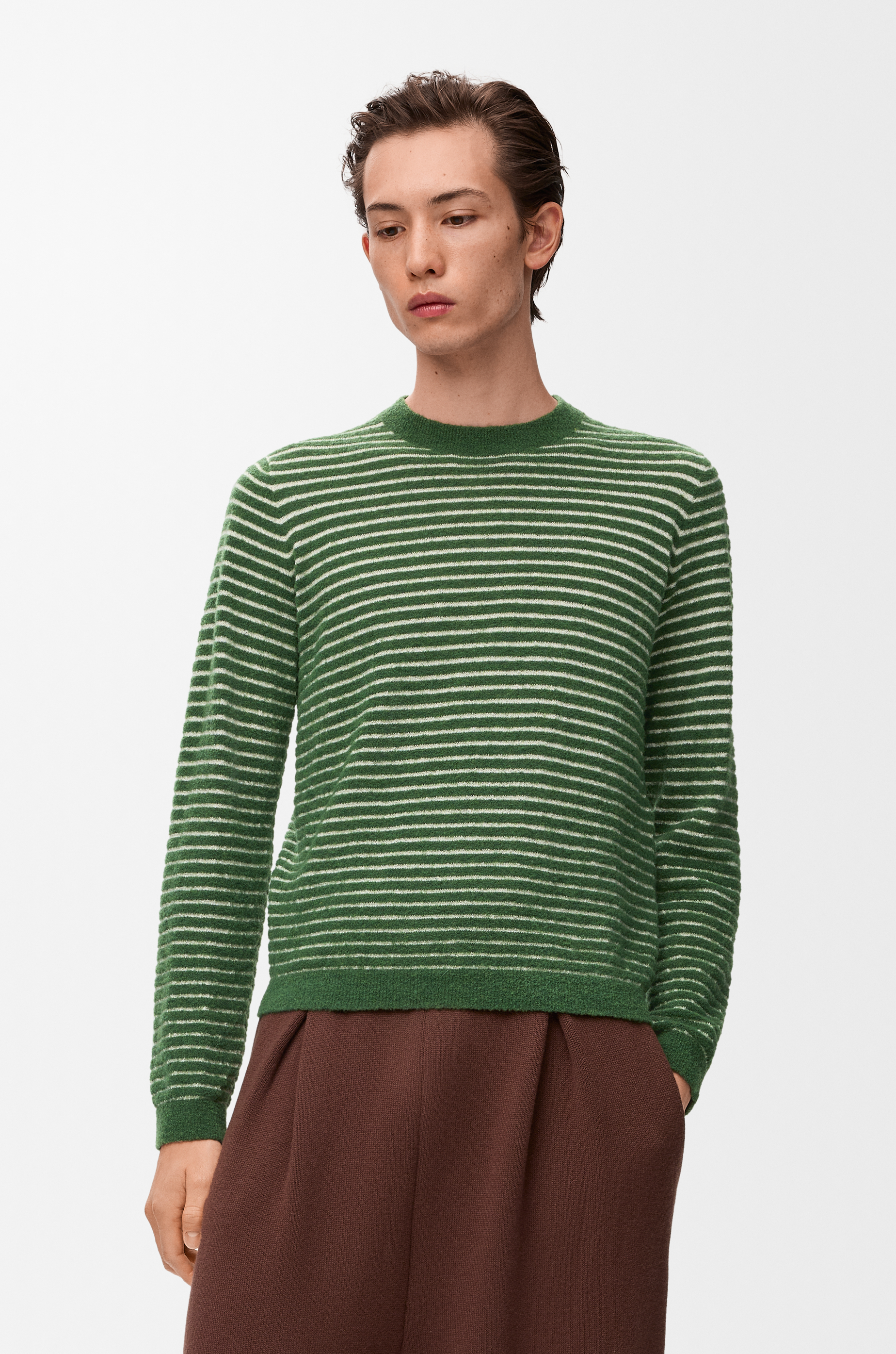 LOEWE Sweater in alpaca and wool blend Ecru/Green
