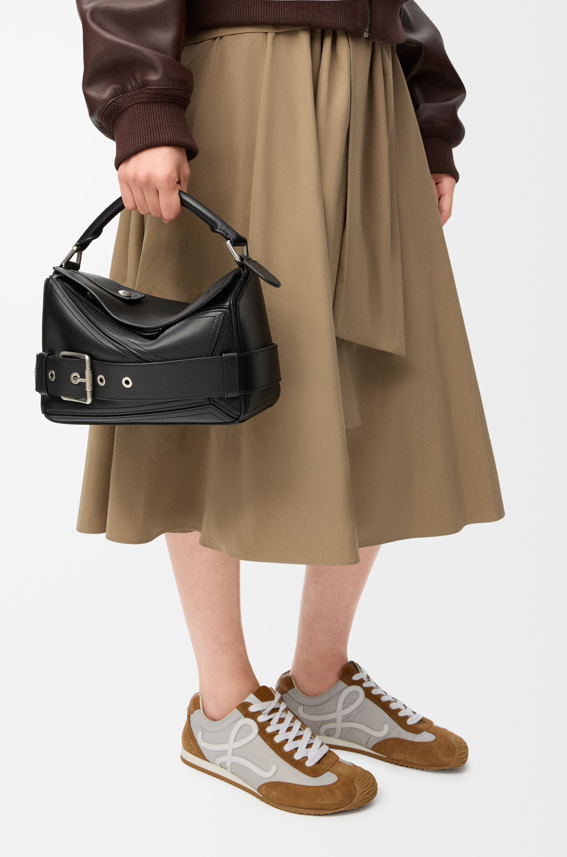 LOEWE Small Puzzle Biker bag in shiny calfskin Black