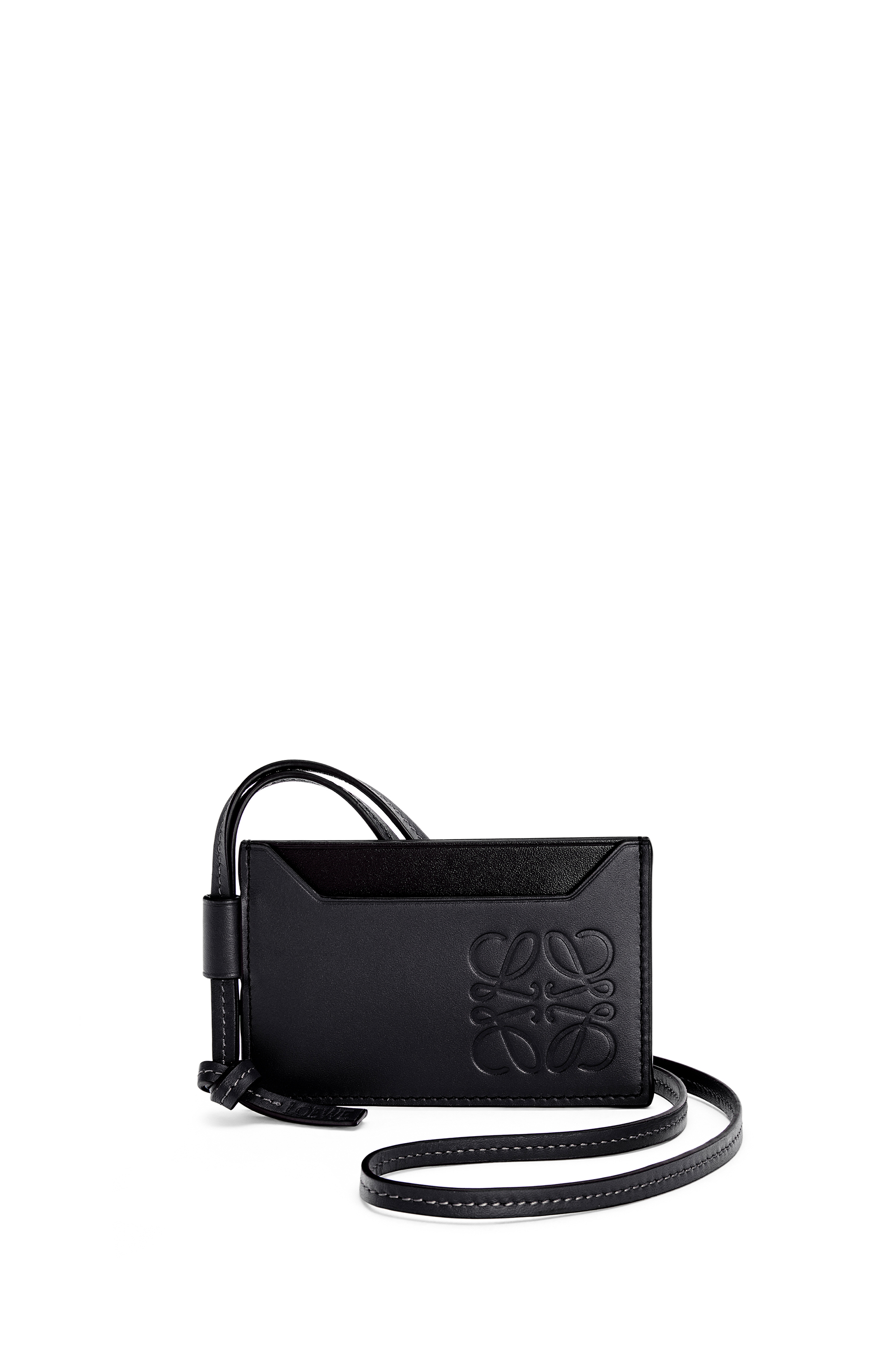 Plain Cardholder Necklace In Classic Calfskin Black Loewe Plain Cardholder Necklace In Classic Calfskin Black Loewe