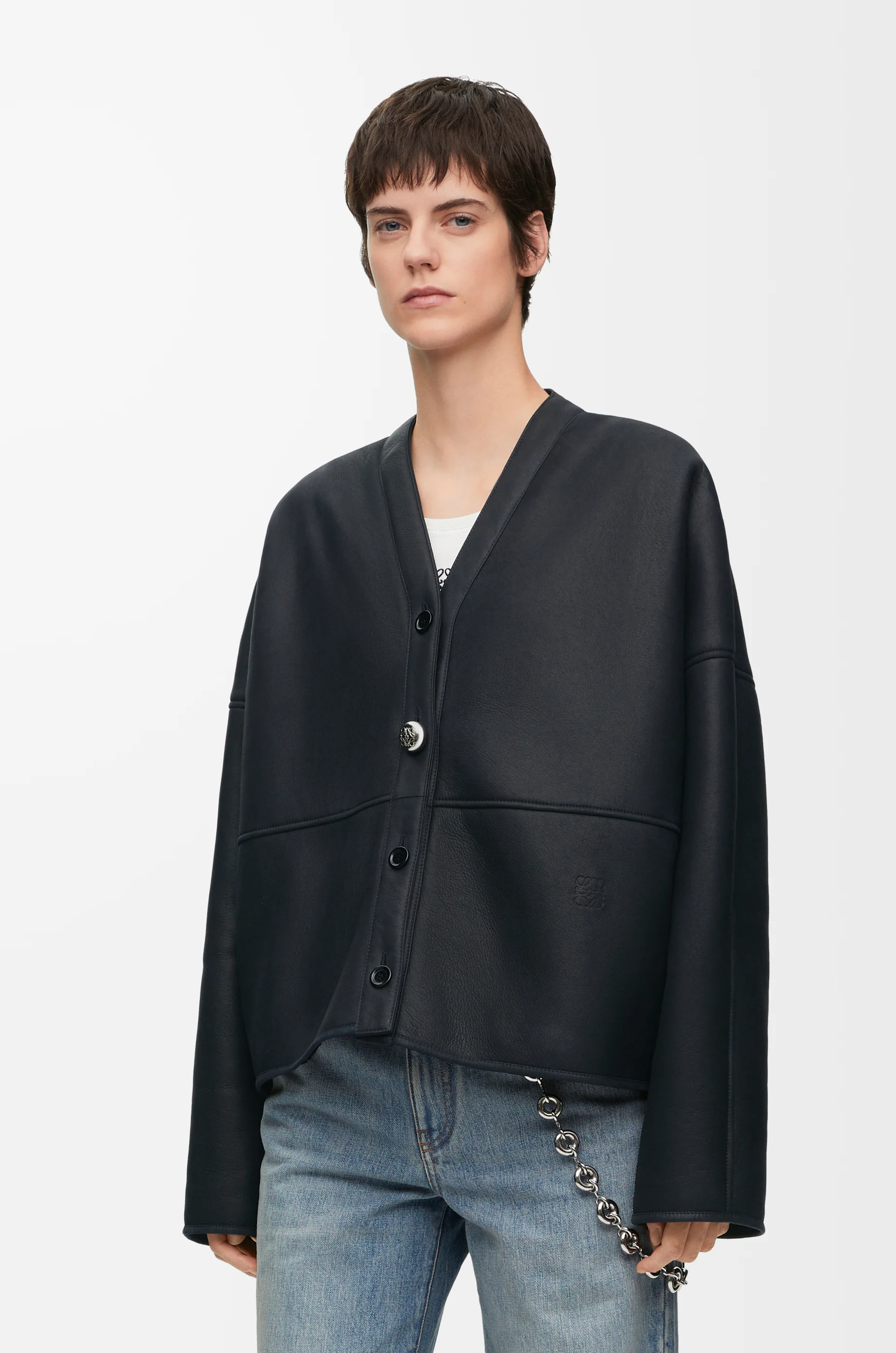 Cardigan in shearling