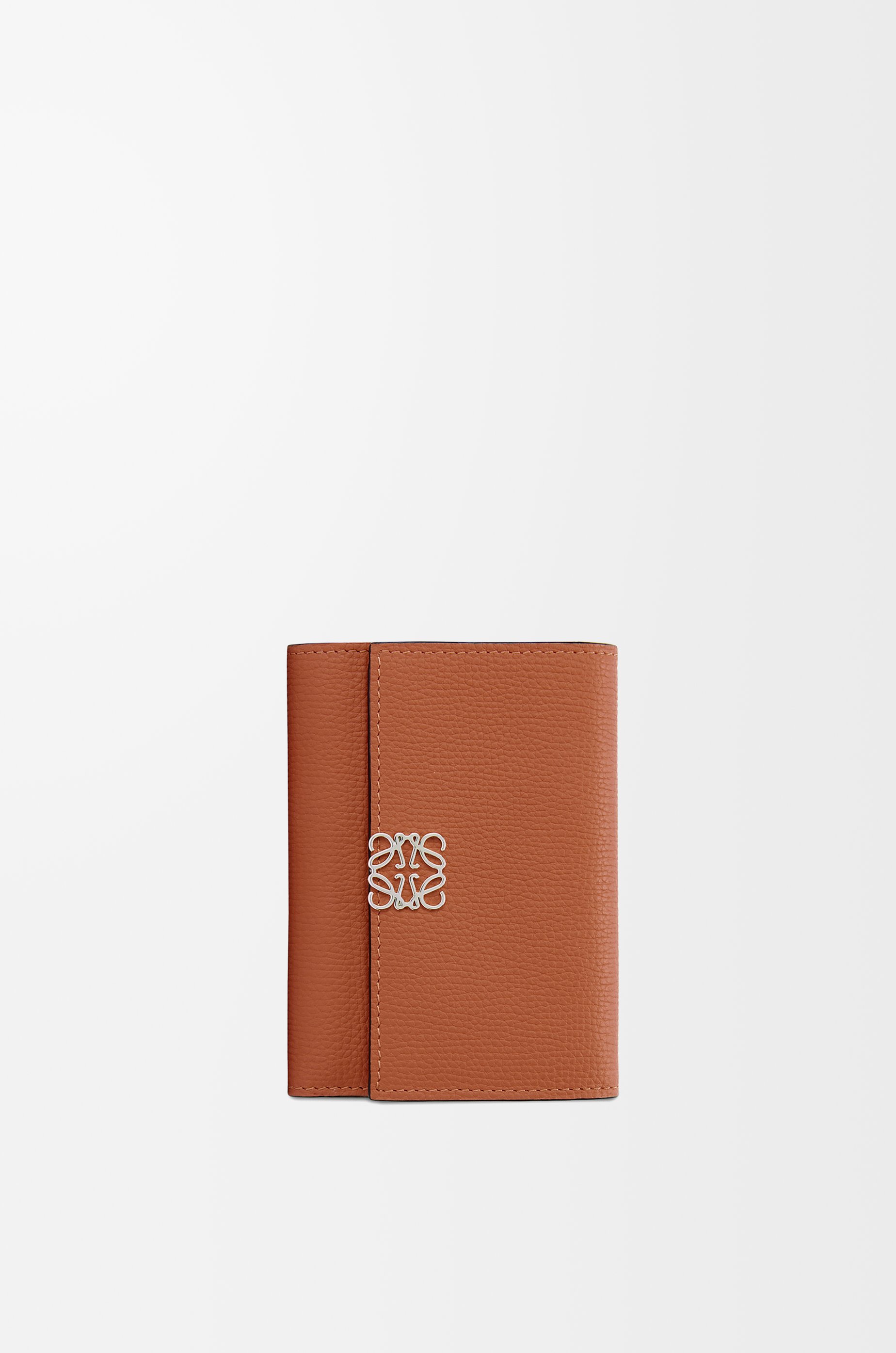 Anagram small vertical wallet in pebble grain calfskin Tan - LOEWE