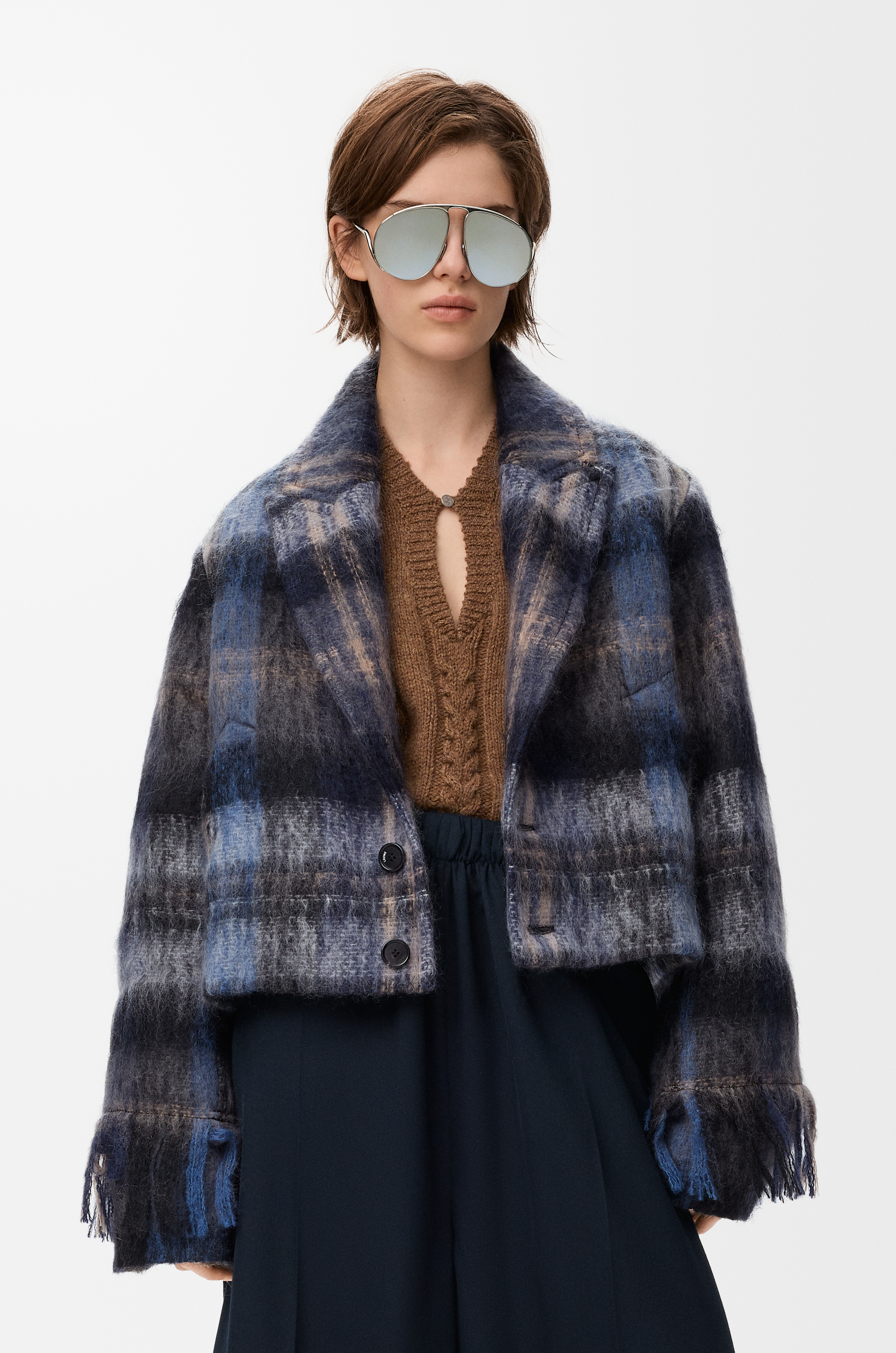 LOEWE Jacket in mohair and wool blend Blue/Multicolor