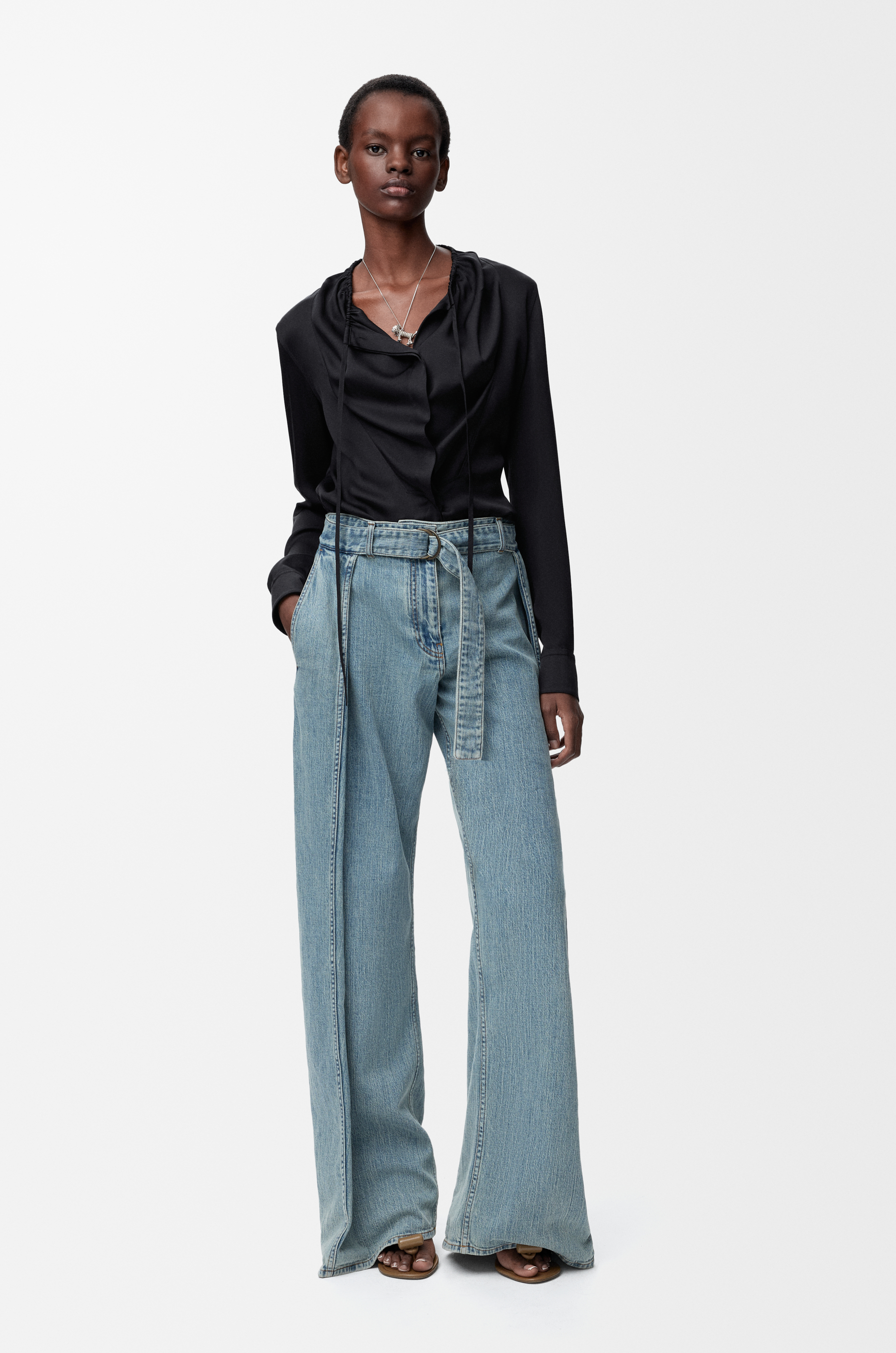 Loewe Blouse In Silk Size:44 For Woman In Black