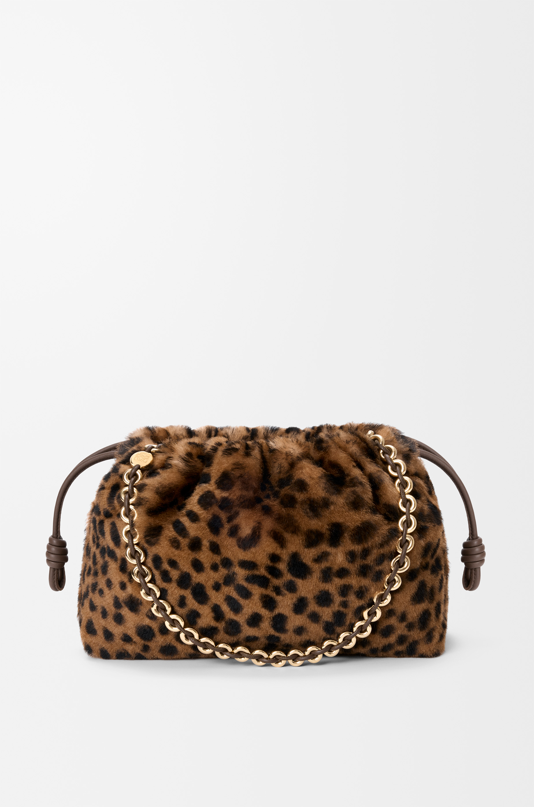Loewe Medium Flamenco Purse In Printed Shearling For Woman In Brown