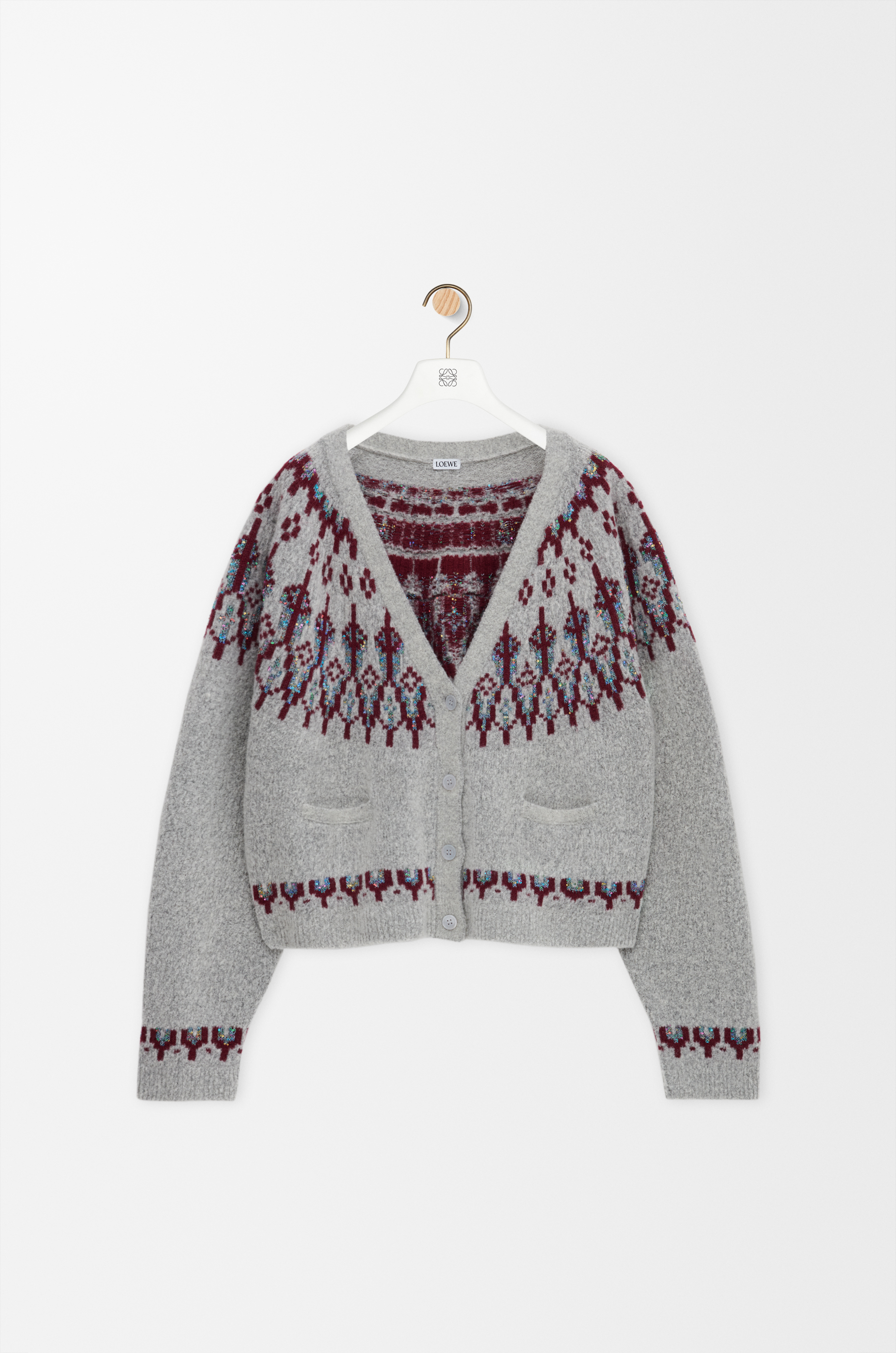 LOEWE グレー フリンジ カーディガン LOEWE グレー フリンジ カーディガン LOEWE グレー フリンジ
