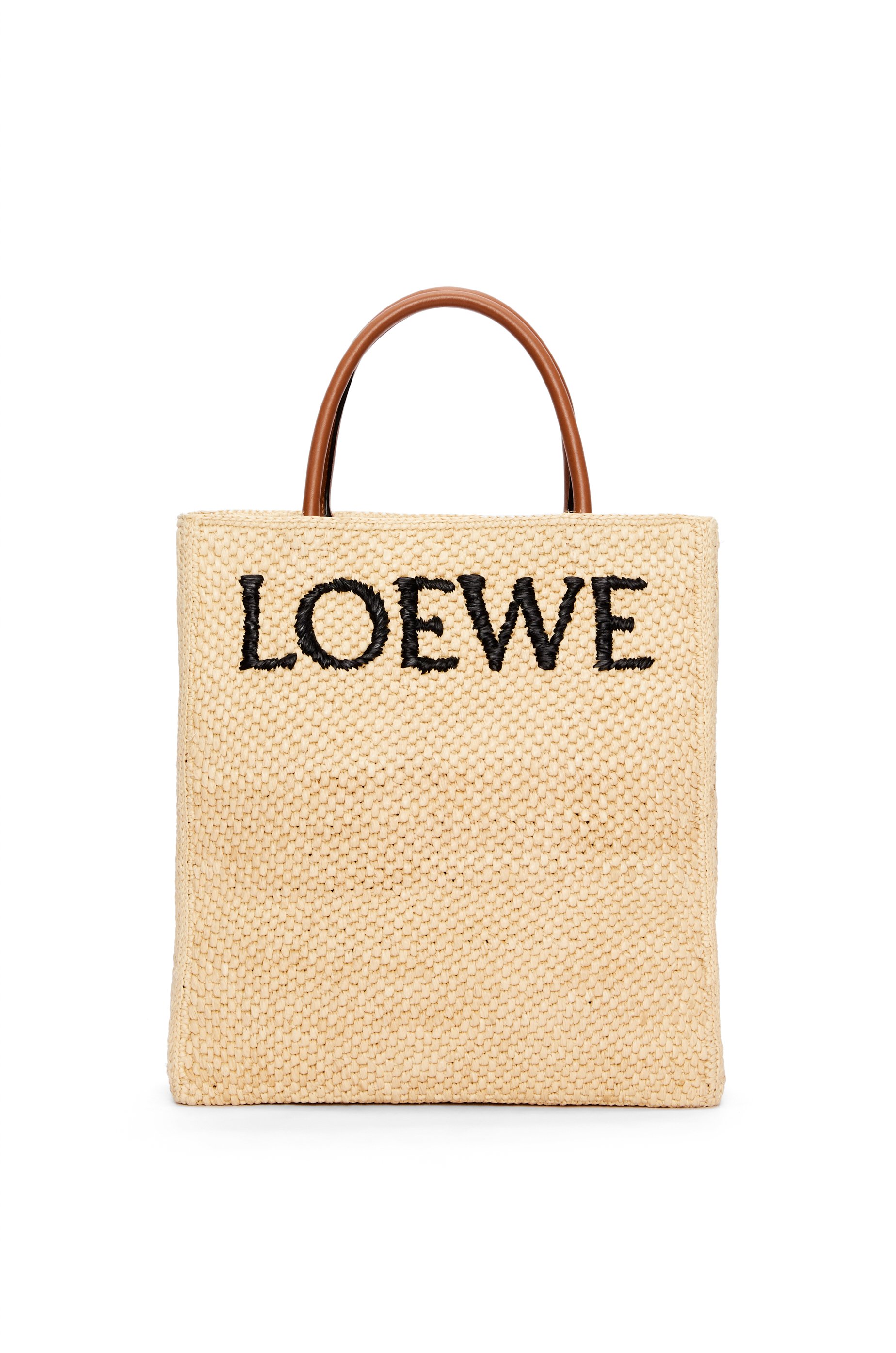 Standard A4 Tote bag in raffia Natural/Black - LOEWE