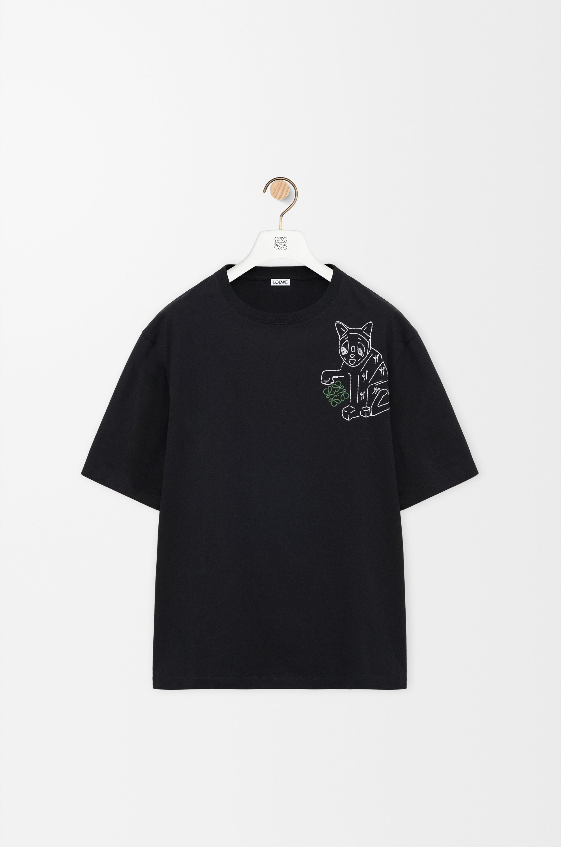 LOEWE ブラック Tシャツ　H526341XAI Loewe Anagram Chest Logo Black T Shirt | H526341XAI-1100