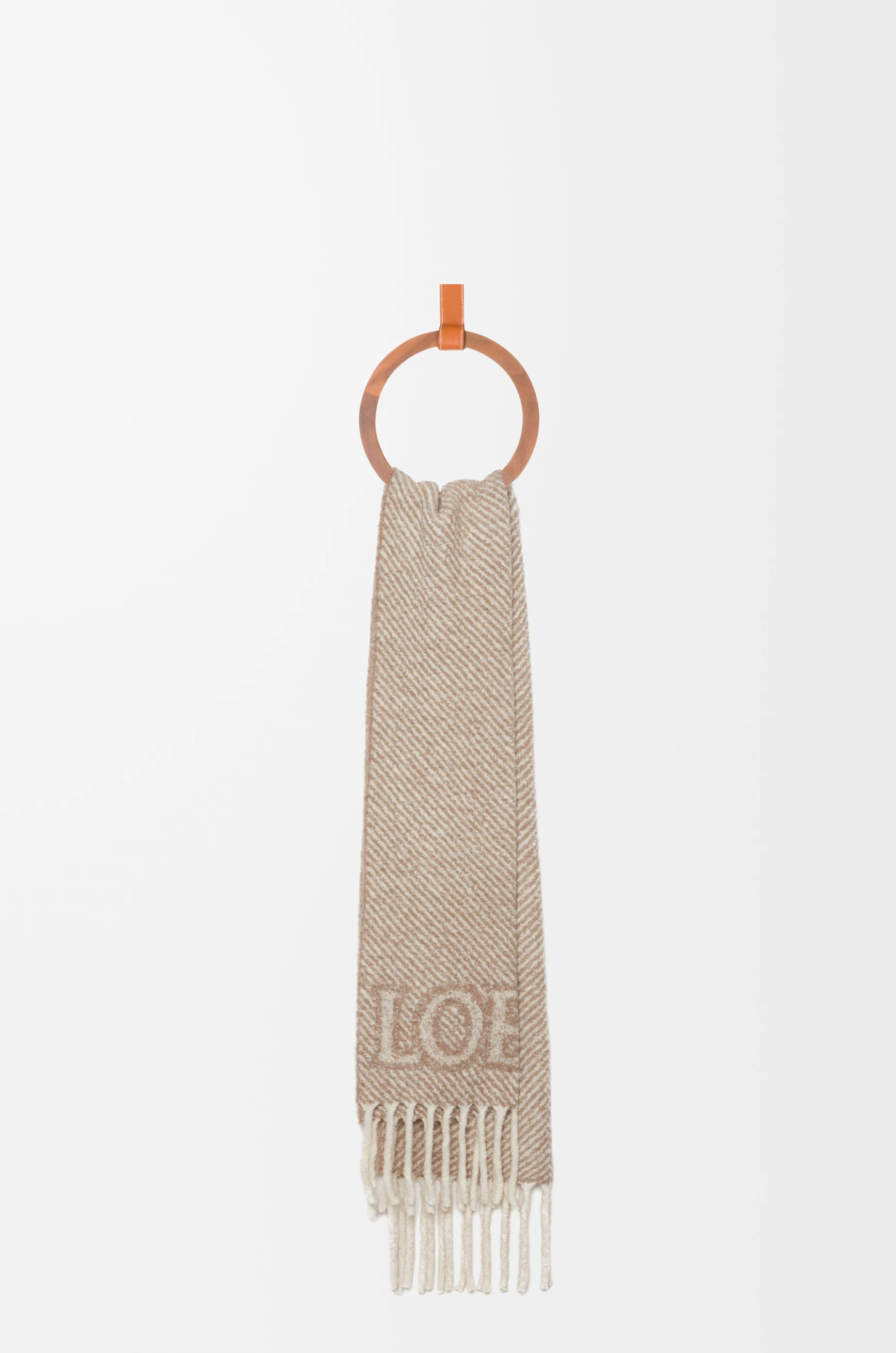 LOEWE LOEWE 羊驼毛和羊毛混纺围巾 米黄色/亚麻原色