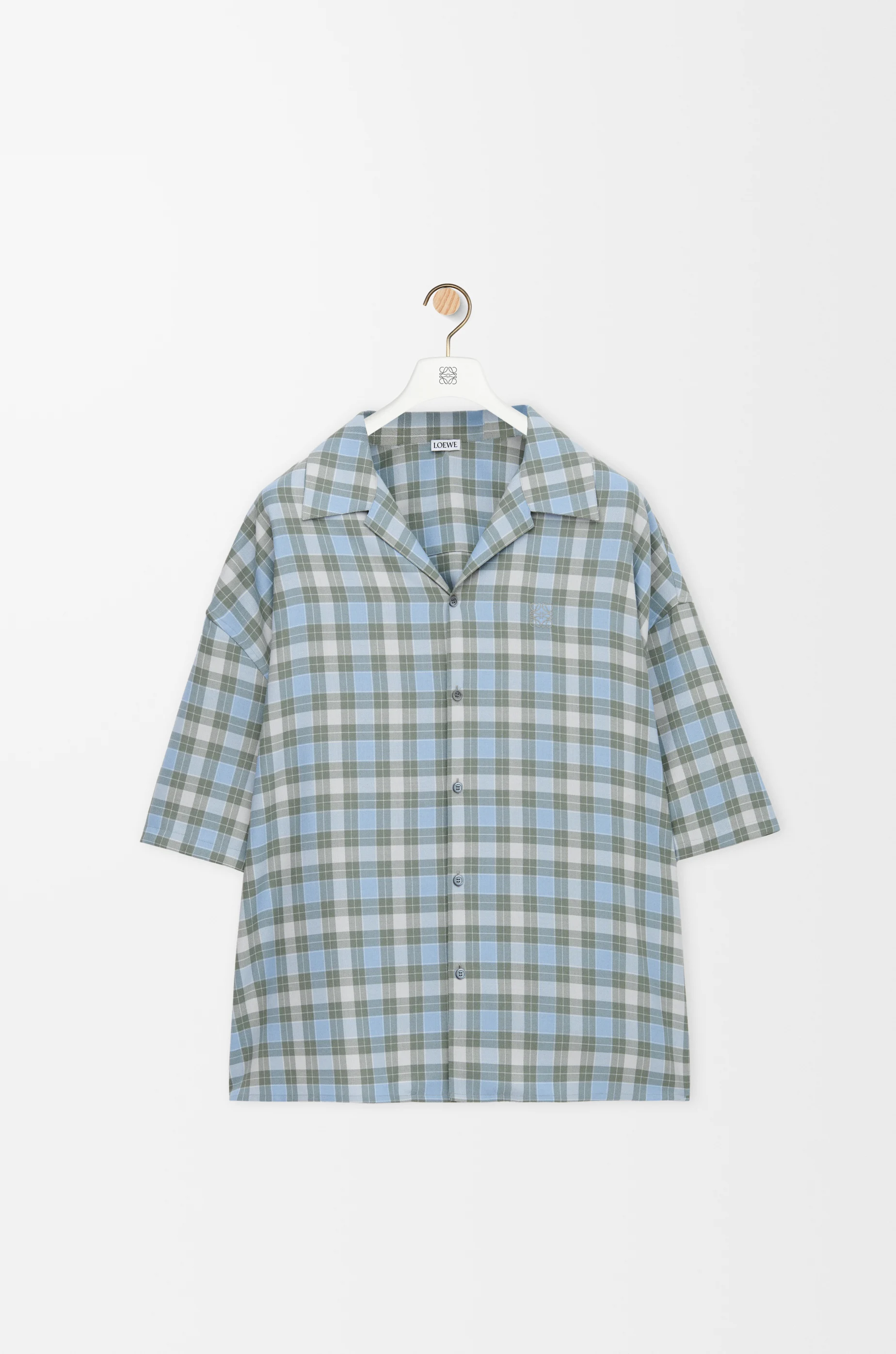 LOEWE ショートスリーブシャツ H526Y05WDE 5120DARKBLUE Short sleeve shirt in wool Blue - LOEWE