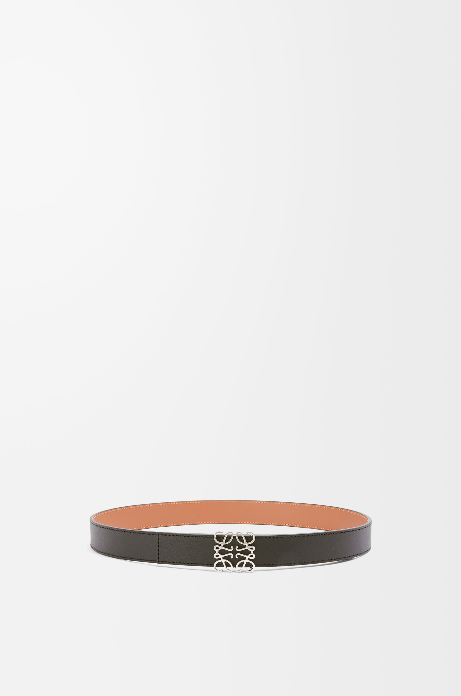 Reversible Anagram belt in smooth calfskin Black/Tan/Palladium - LOEWE